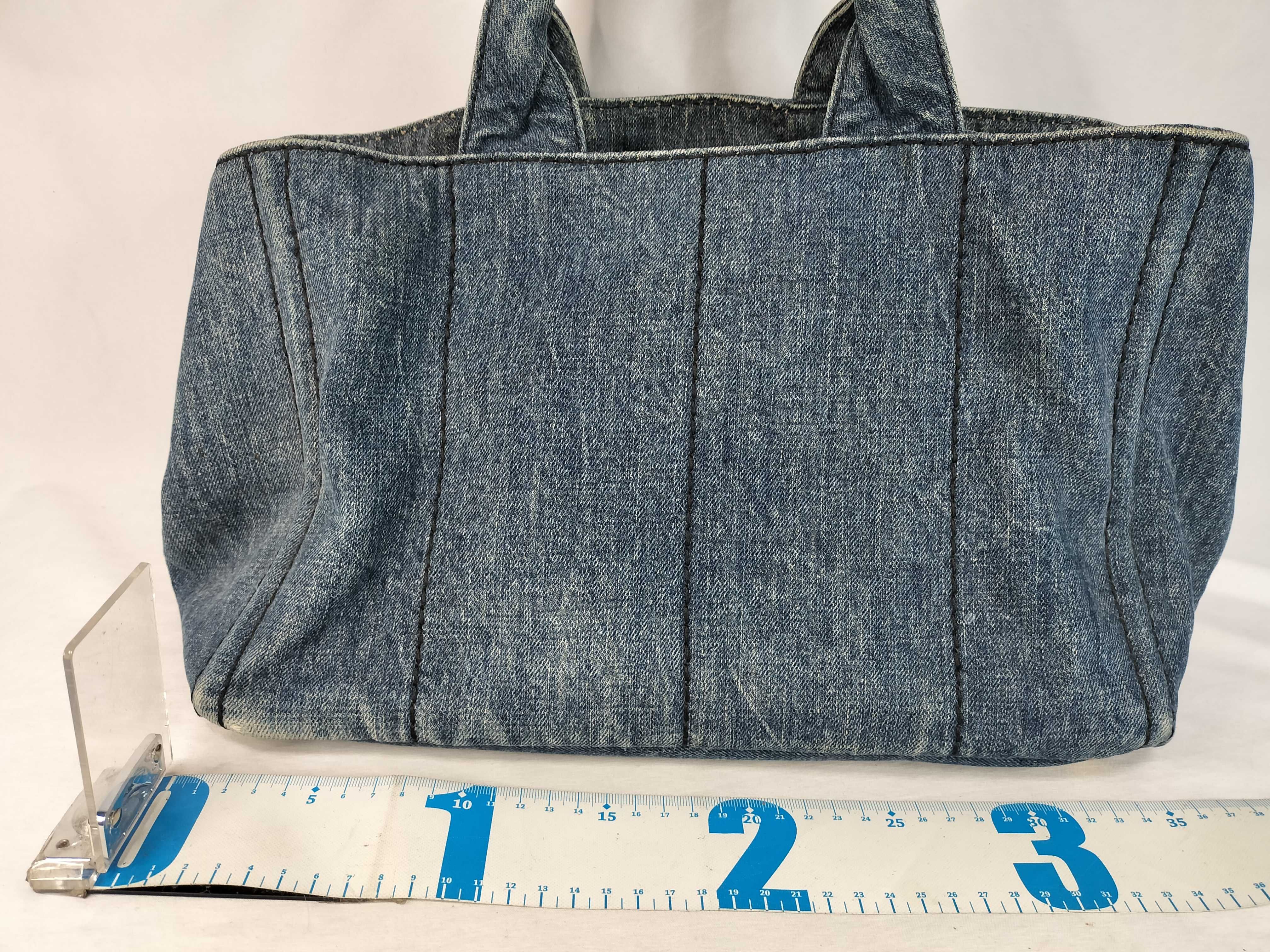 Prada Canapa Light Blue Denim Tote Bag