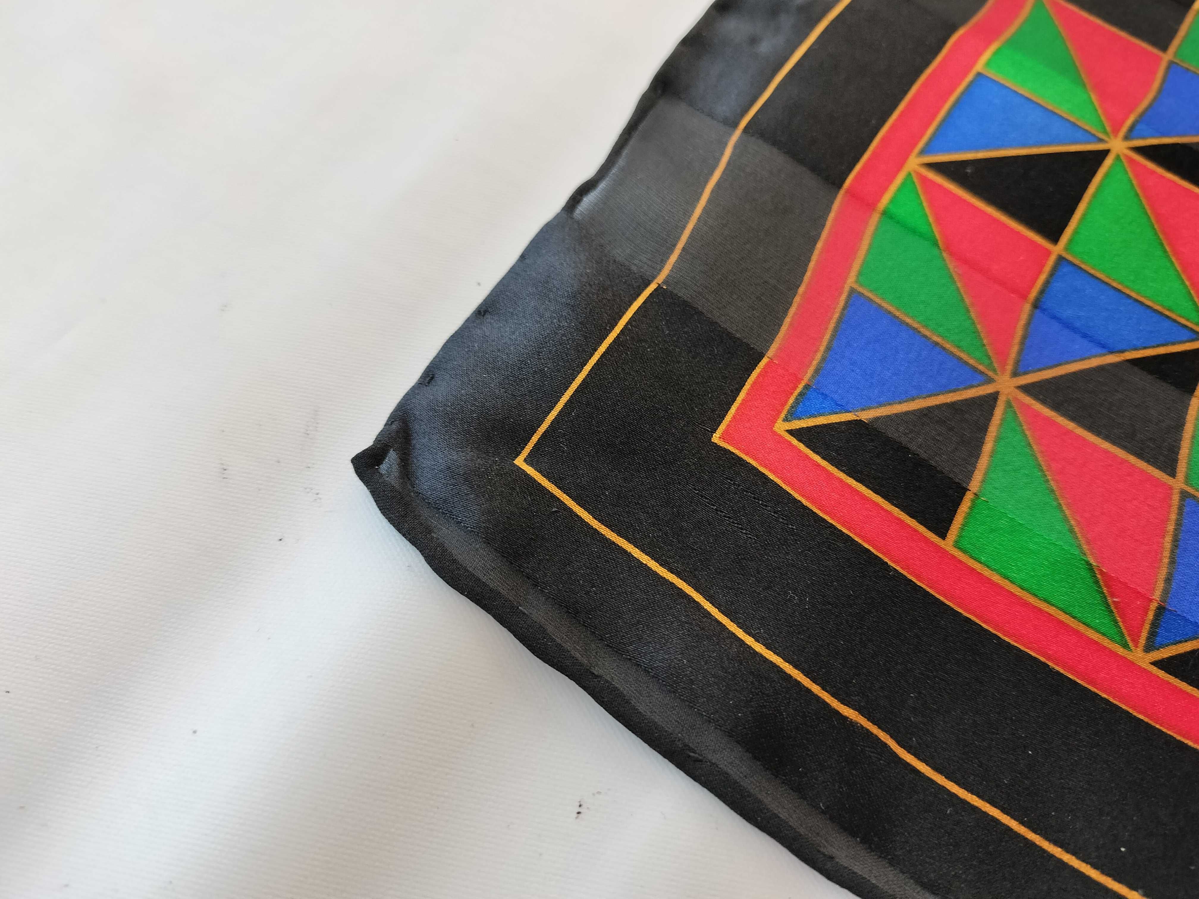 Vintage Yves Saint Laurent Geometric Botanical Silk Carre 90