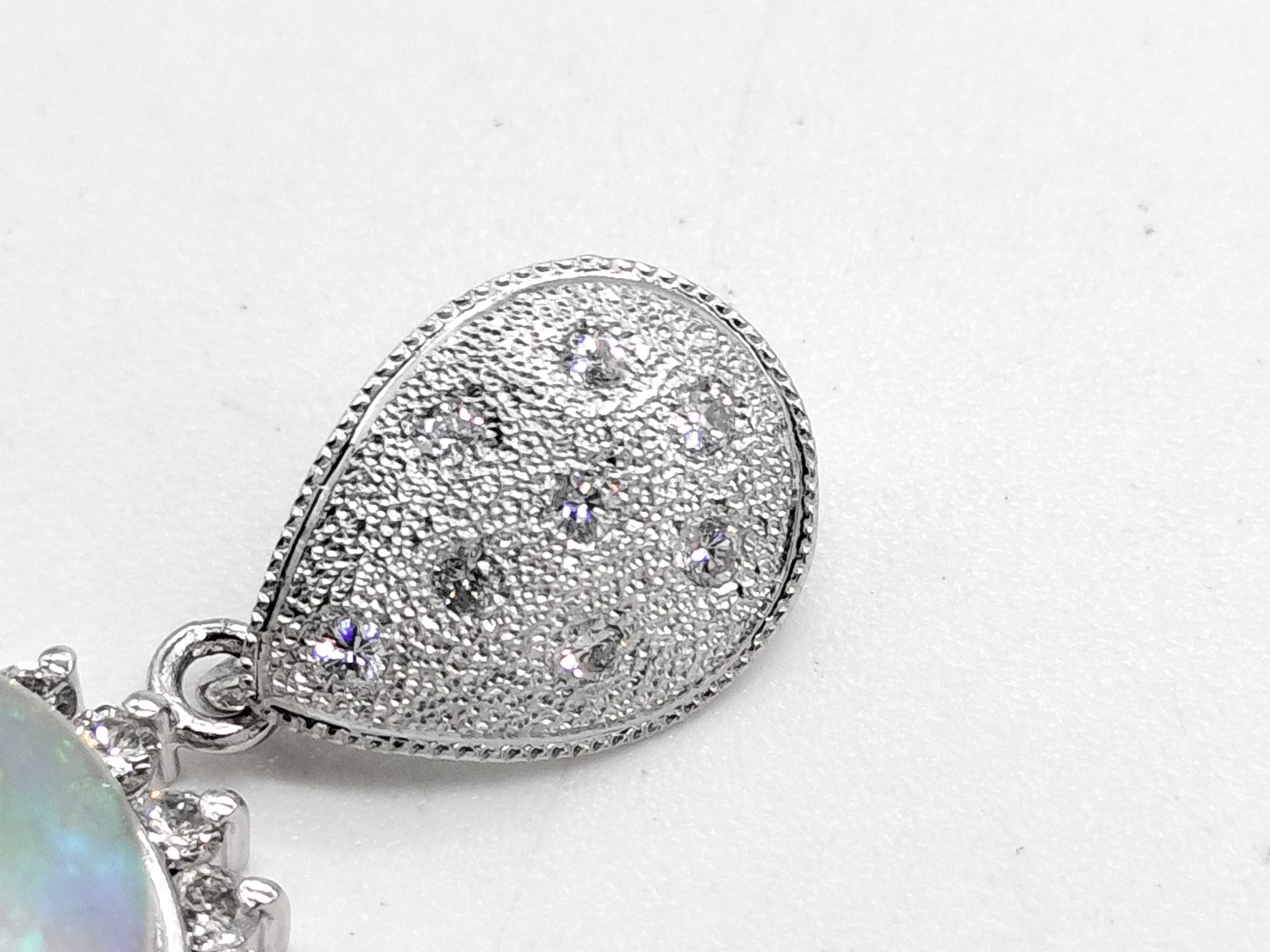Pt900 7.78ct Natural Opal and 0.87ctw Natural Diamond Halo Pendant W/GRJ Memo
