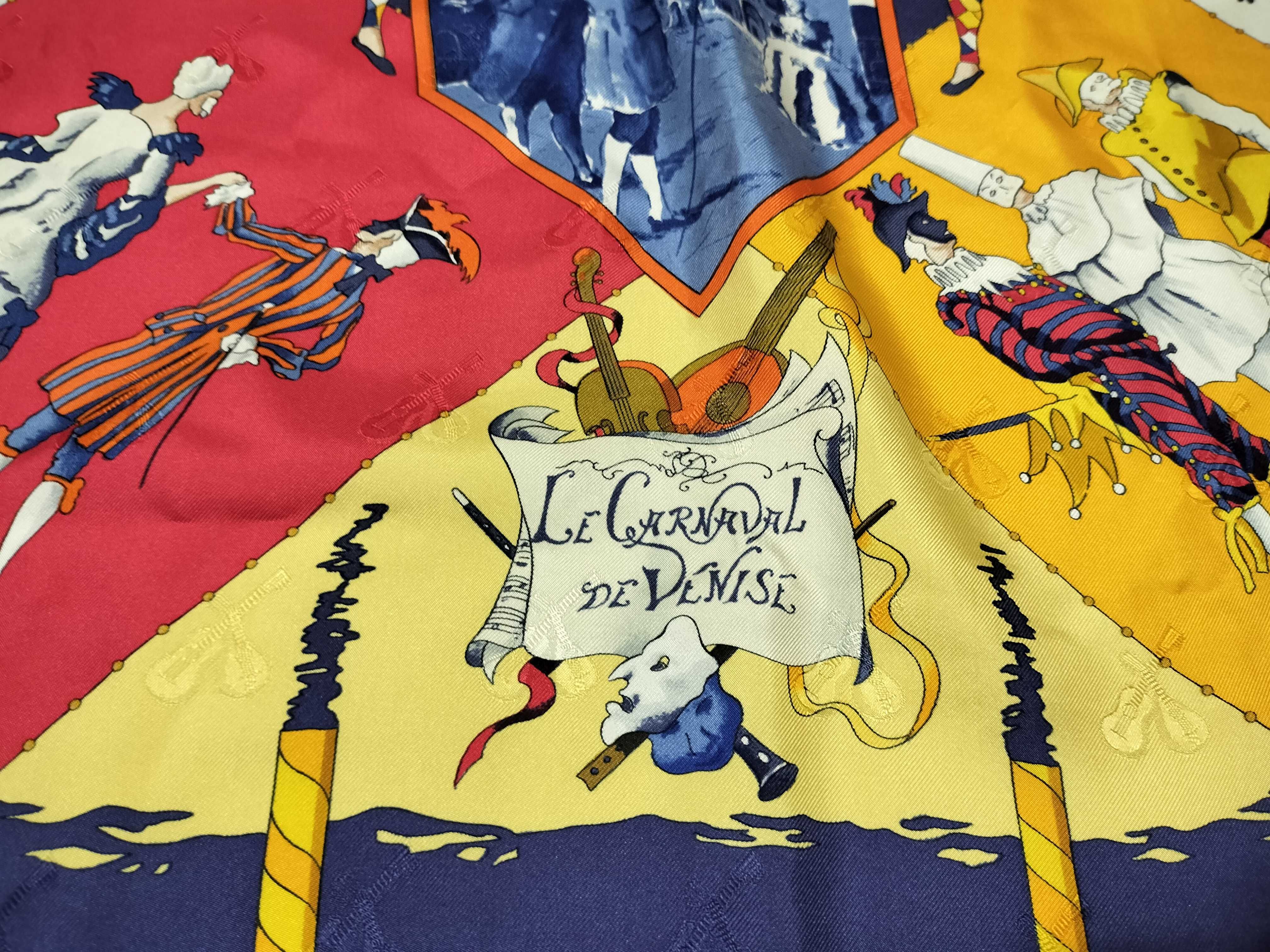 Vintage Hermes Le Carnaval de Venise (The Carnival of Venice) Silk Carre 90
