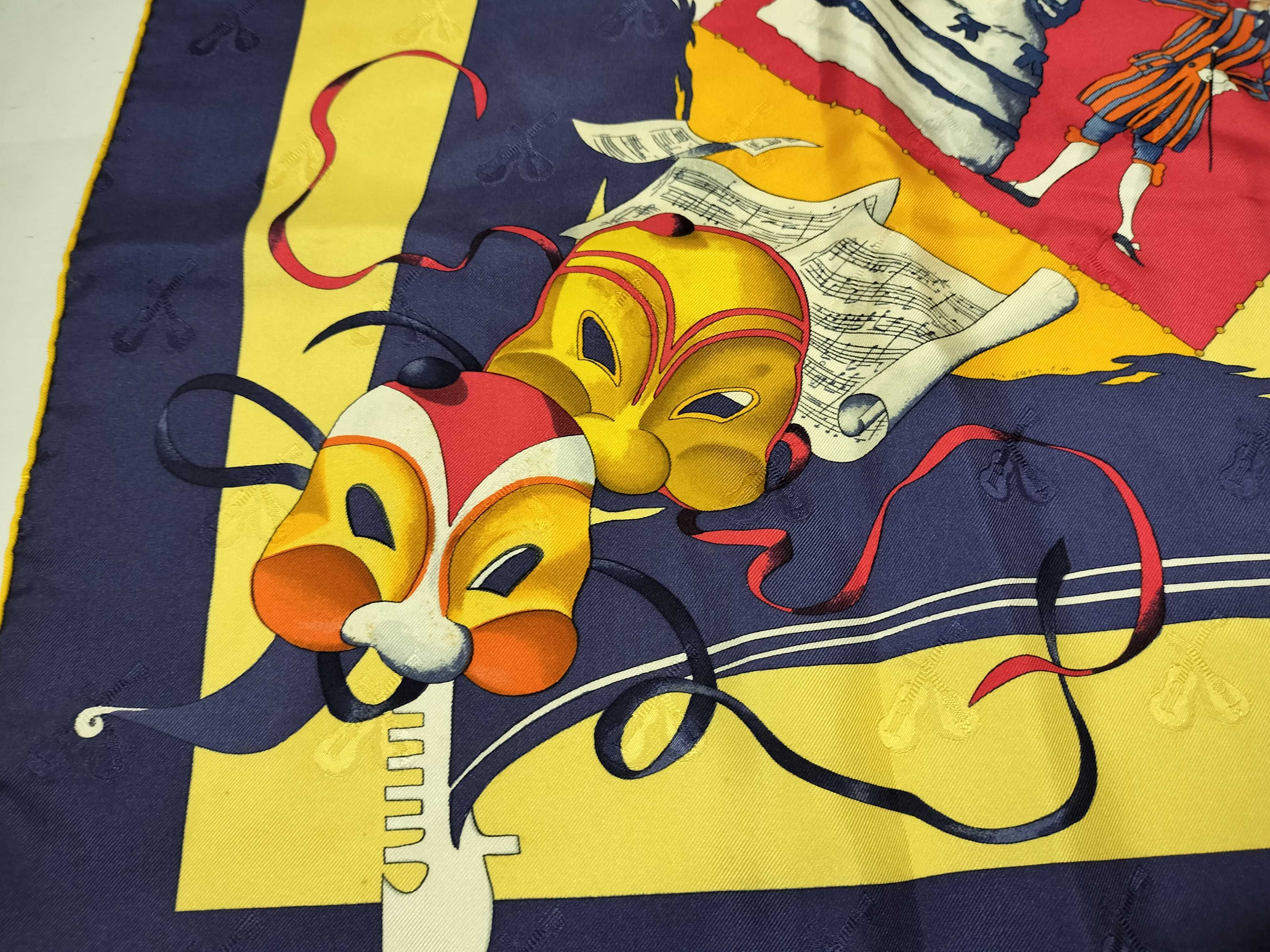 Vintage Hermes Le Carnaval de Venise (The Carnival of Venice) Silk Carre 90
