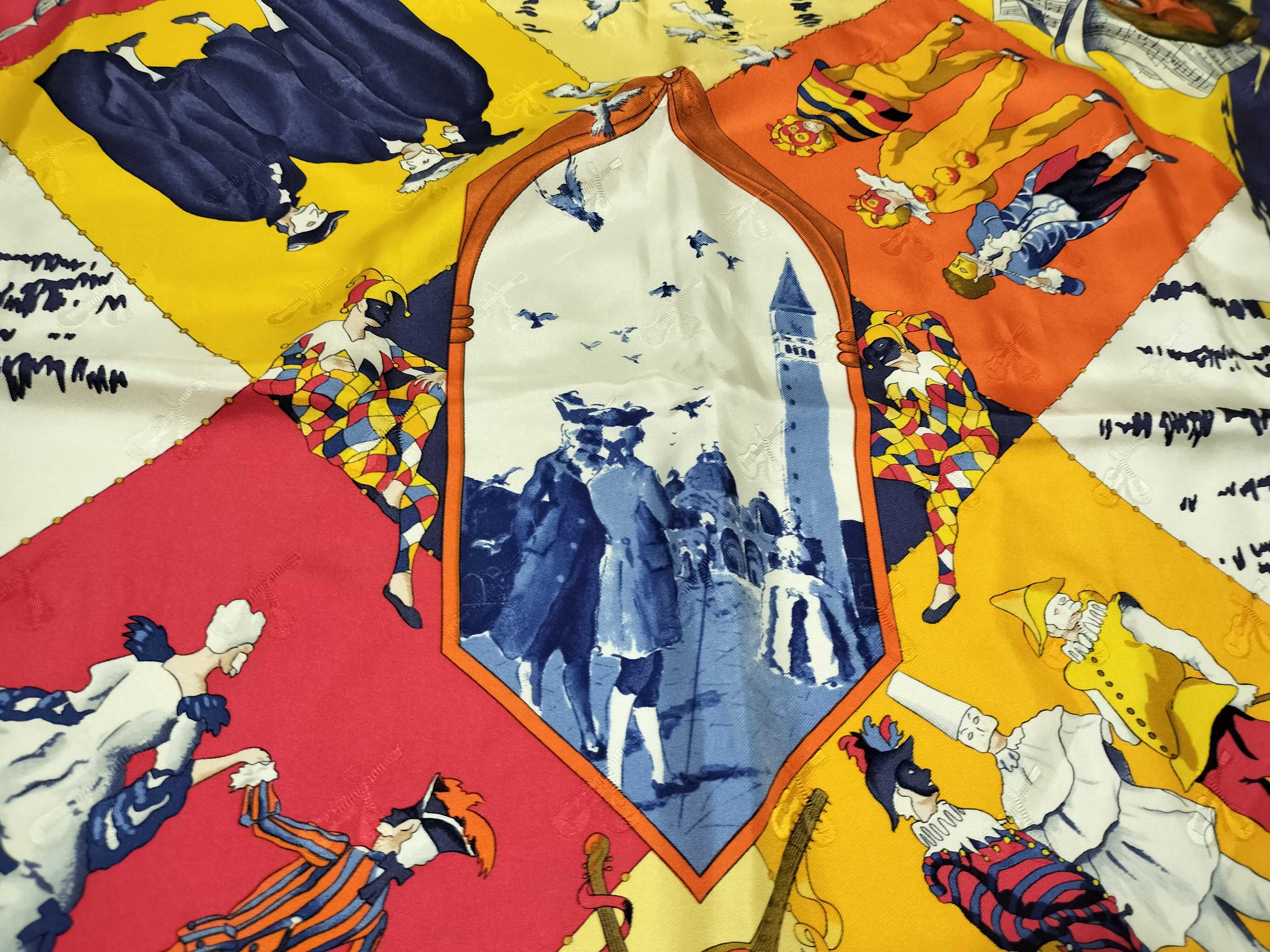 Vintage Hermes Le Carnaval de Venise (The Carnival of Venice) Silk Carre 90