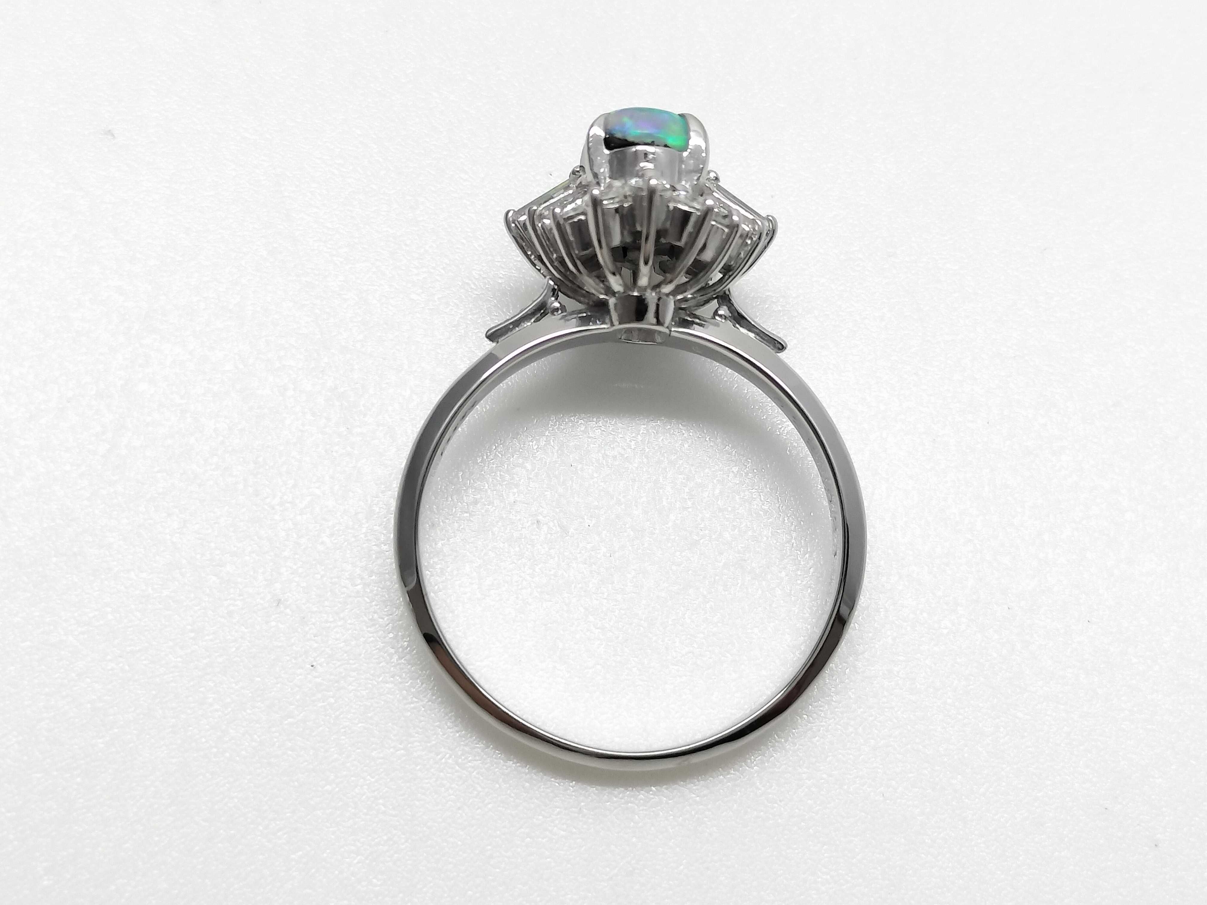 0.69ct Boulder Opal and 0.45ctw Natural Diamond Pt900 Cluster Ring