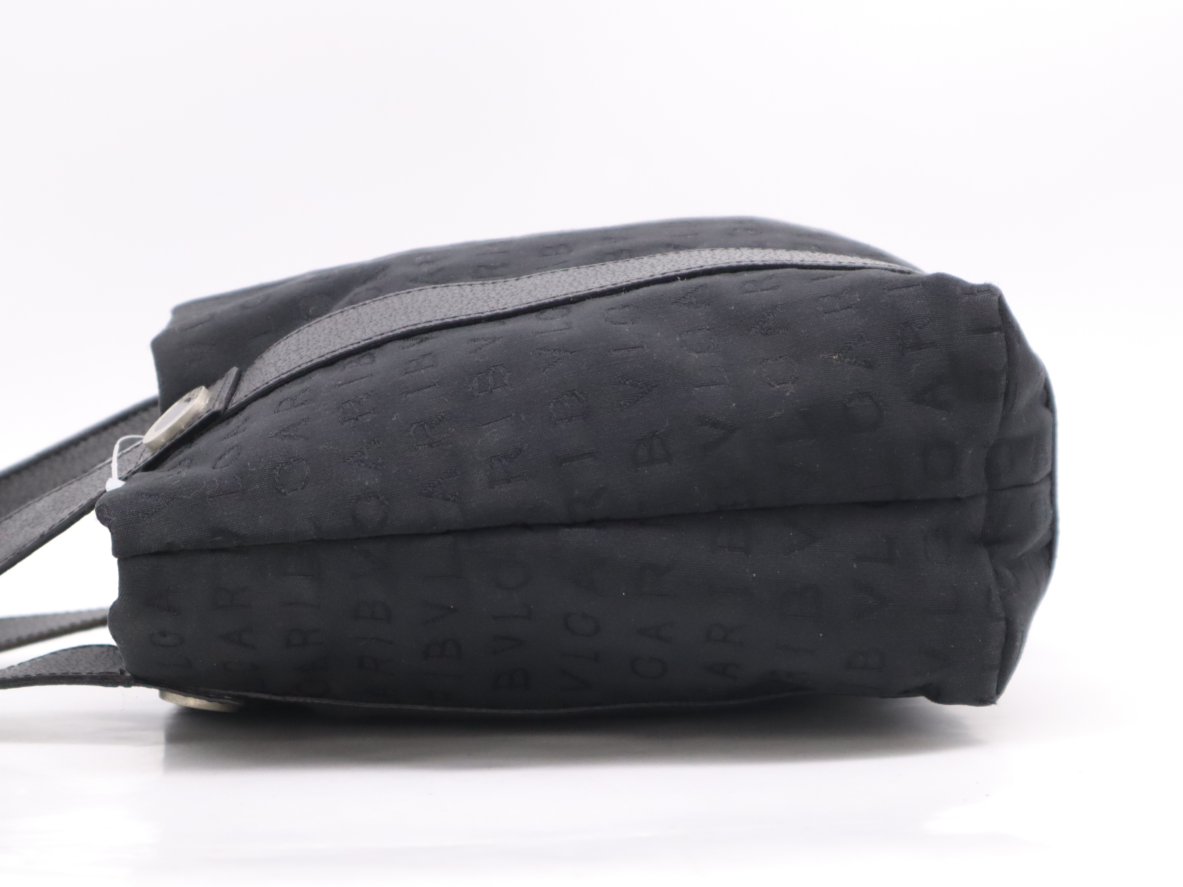 Vintage Bvlgari Logomania Black Canvas and Leather Tote Bag
