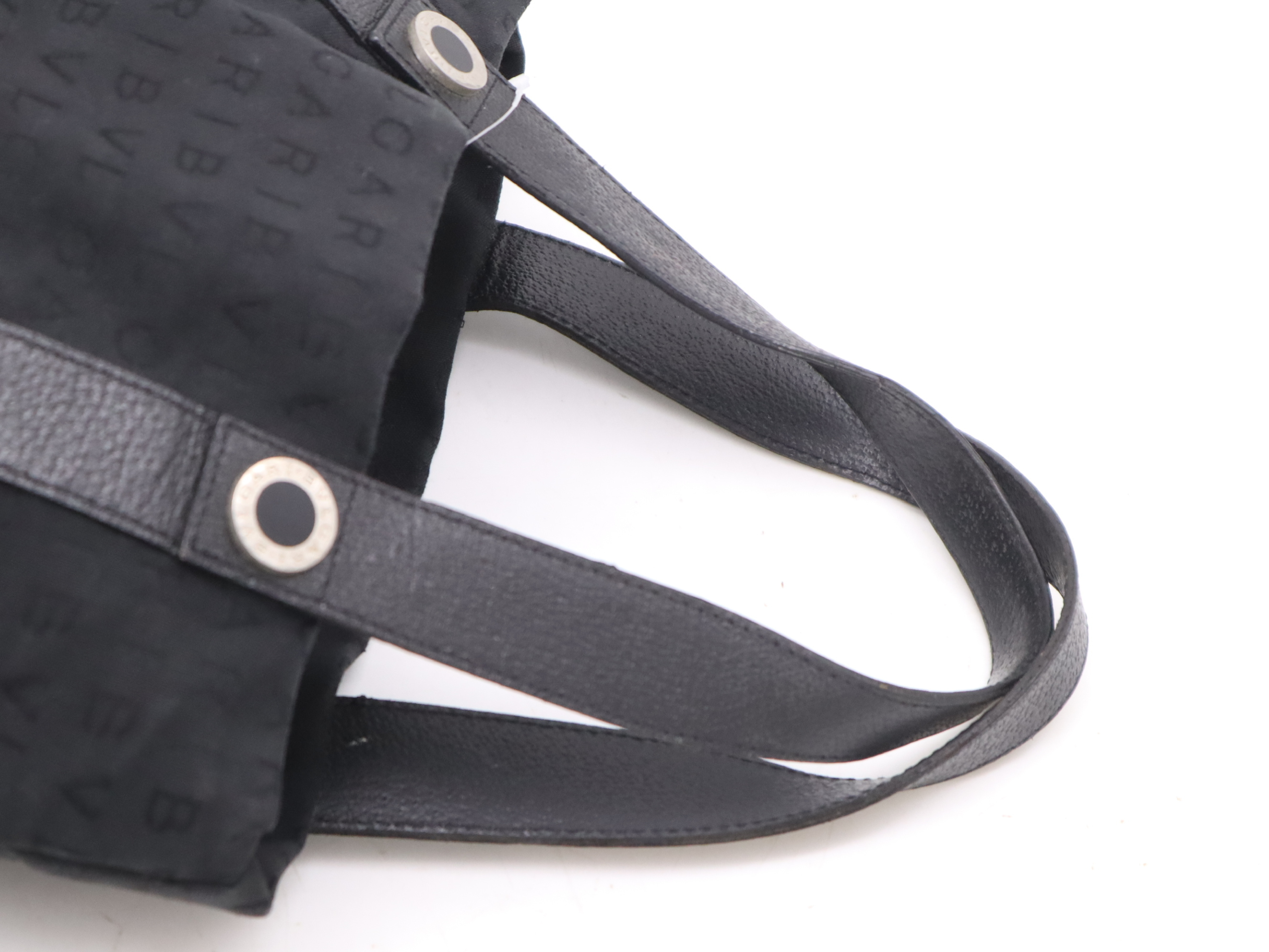 Vintage Bvlgari Logomania Black Canvas and Leather Tote Bag