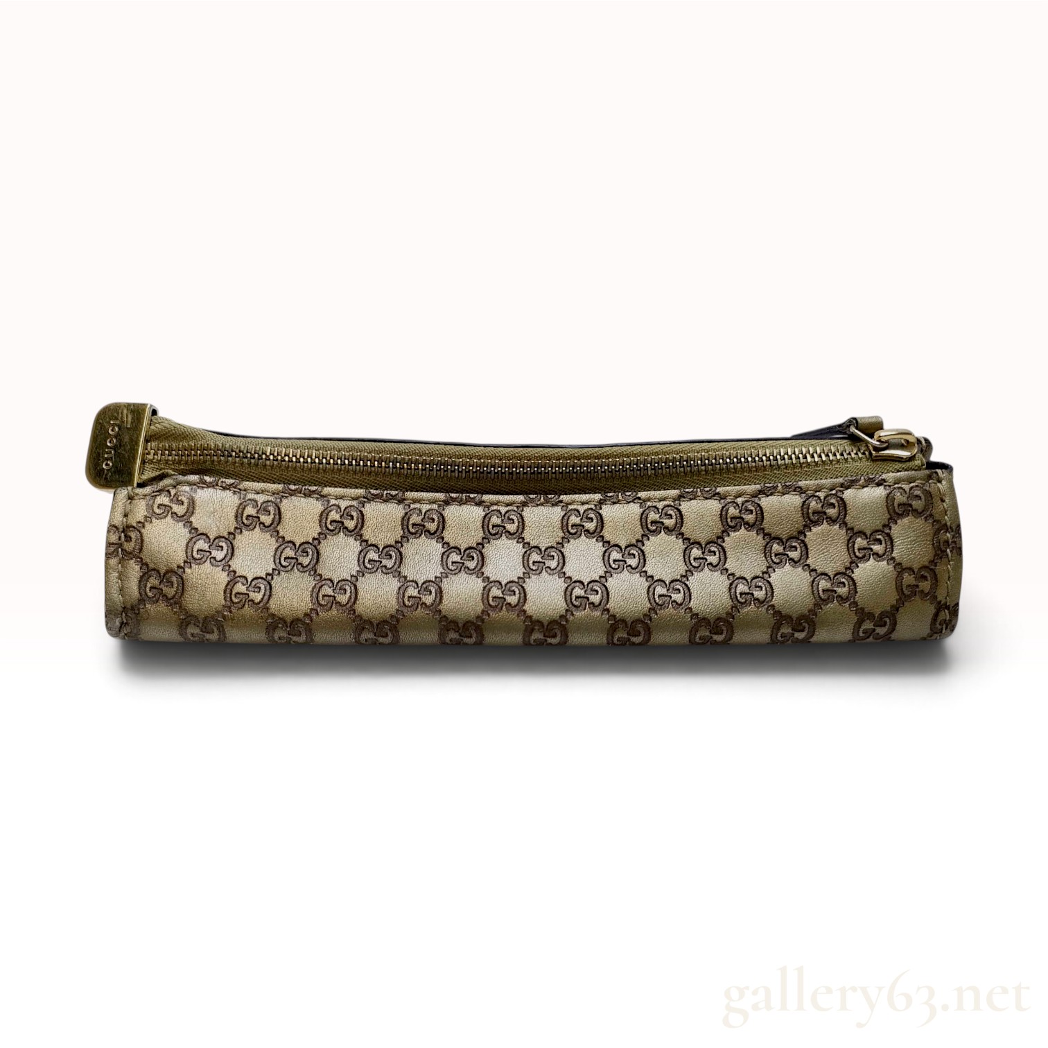 Gucci Guccissima Champagne Gold Metallic Leather Pencil Case
