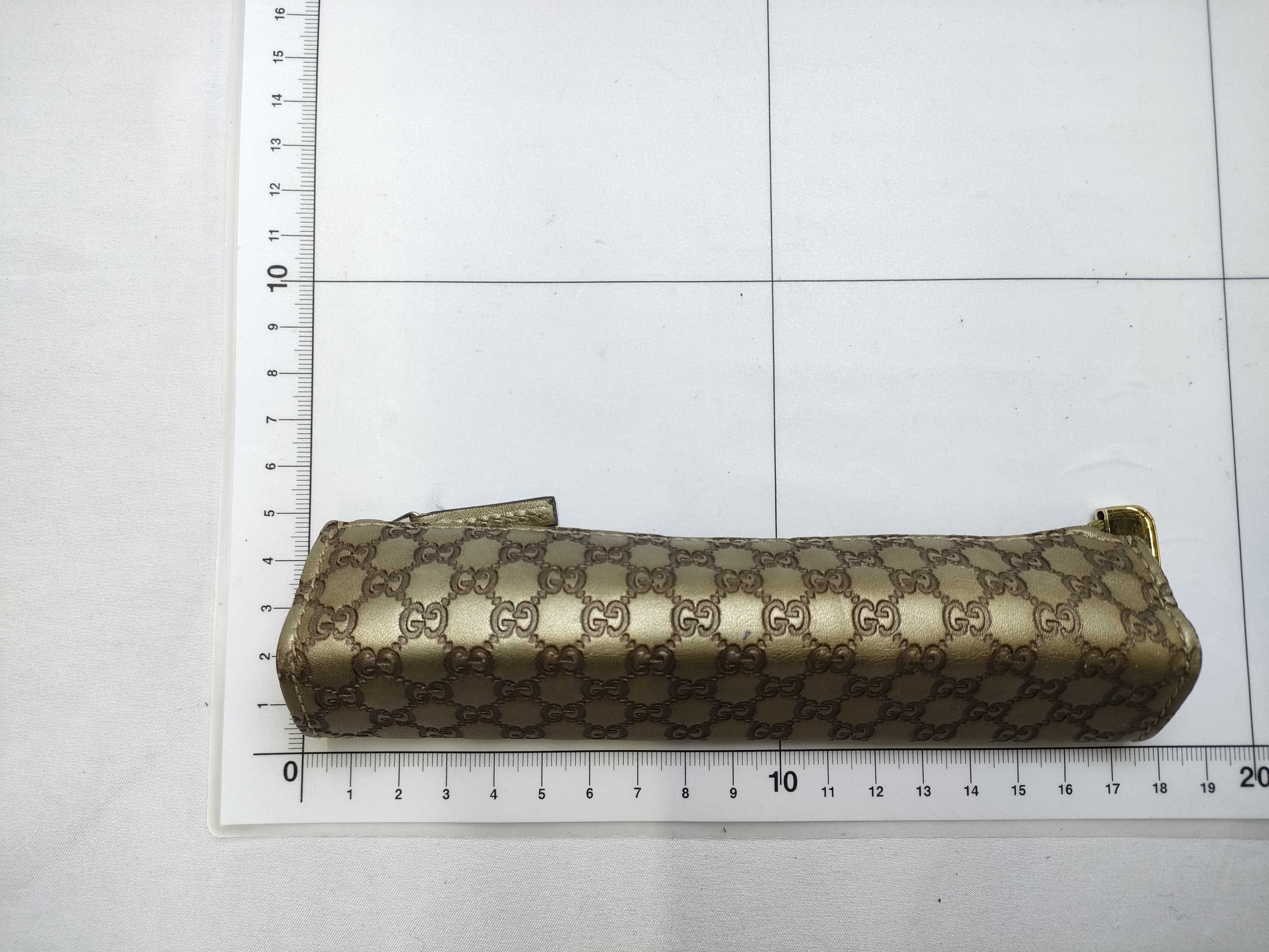 Gucci Guccissima Champagne Gold Metallic Leather Pencil Case