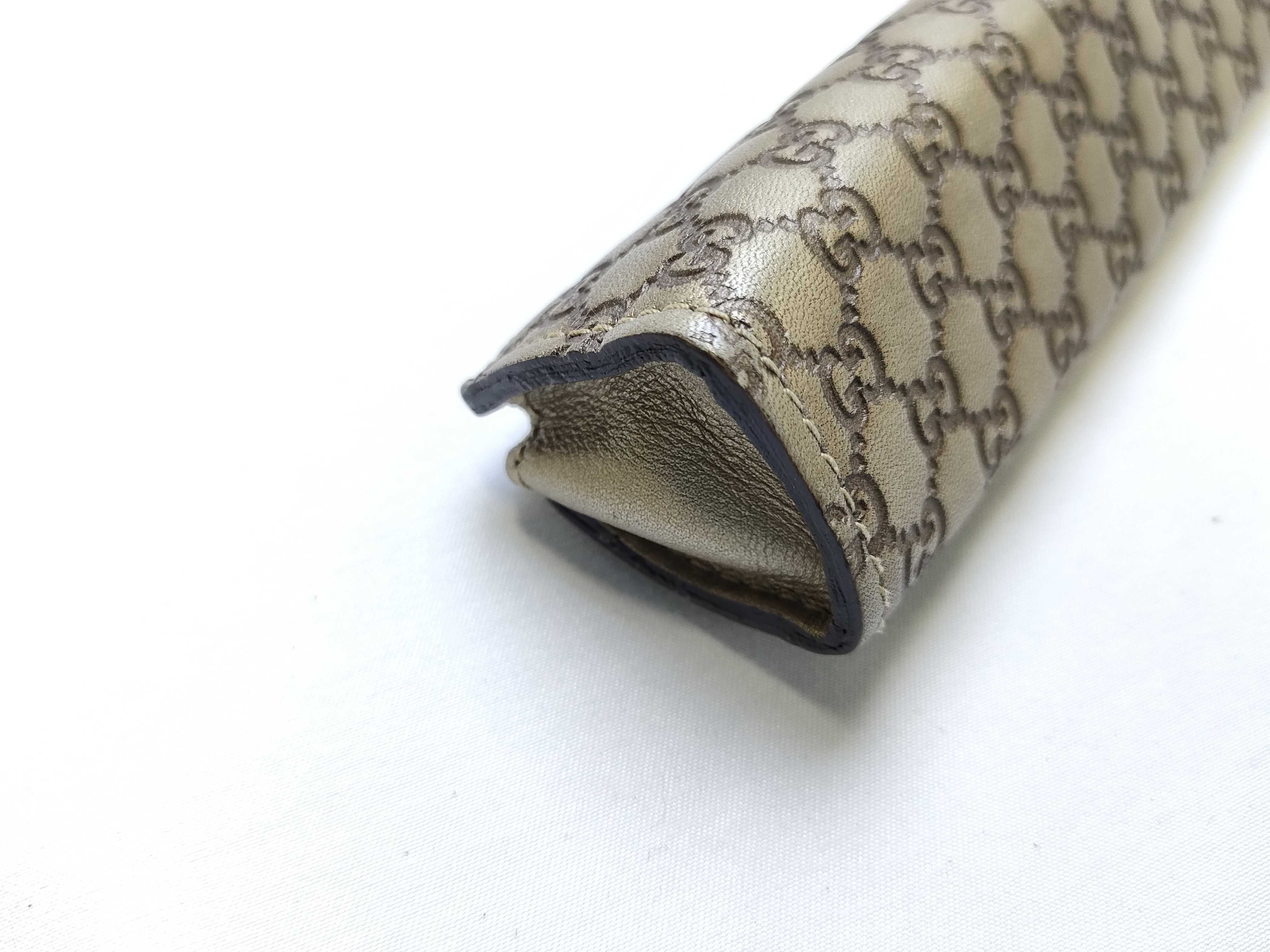 Gucci Guccissima Champagne Gold Metallic Leather Pencil Case