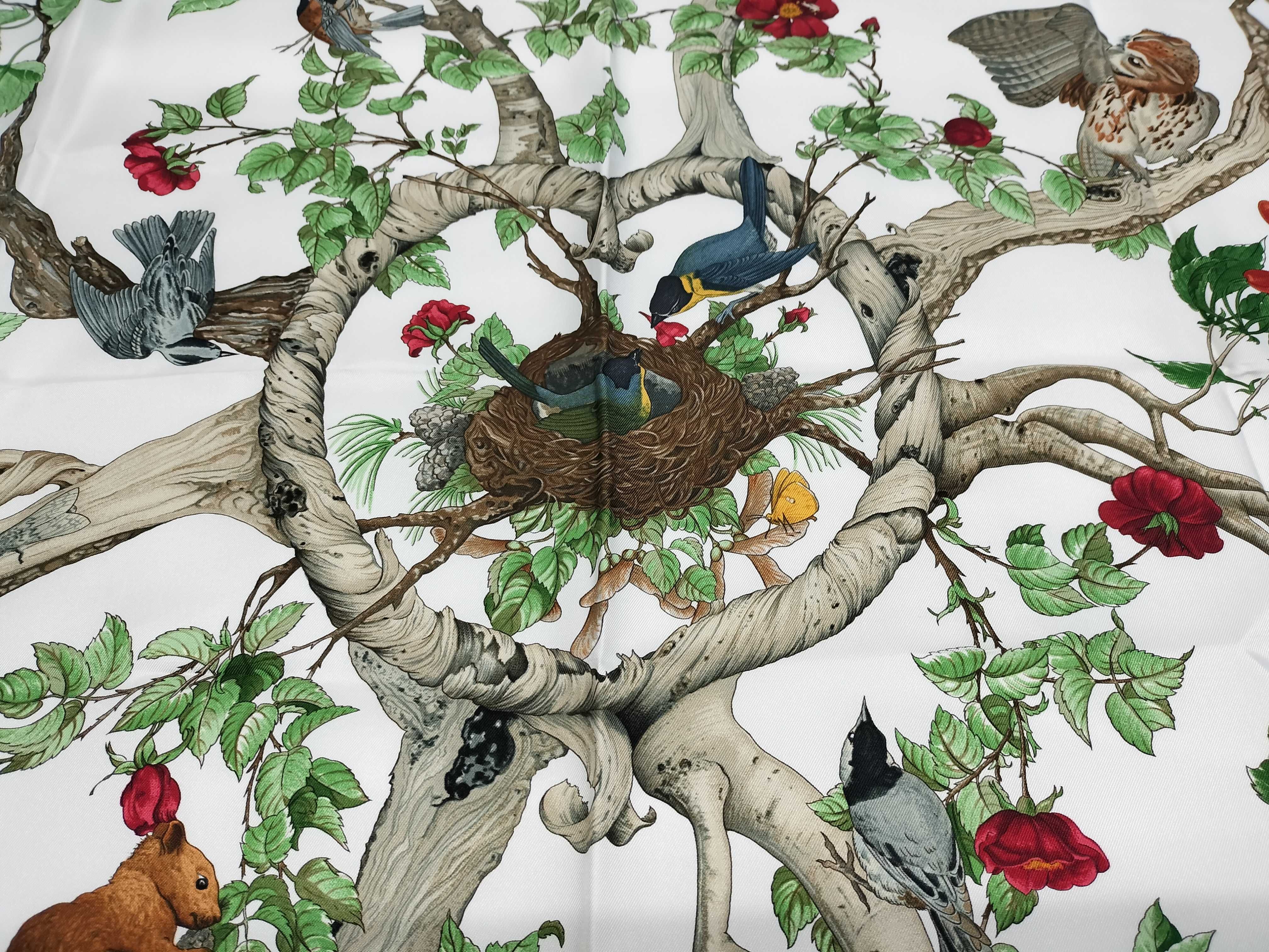 Vintage Hermes Au Coeur des Bois (In the Heart of the Woods) Silk Carre 90