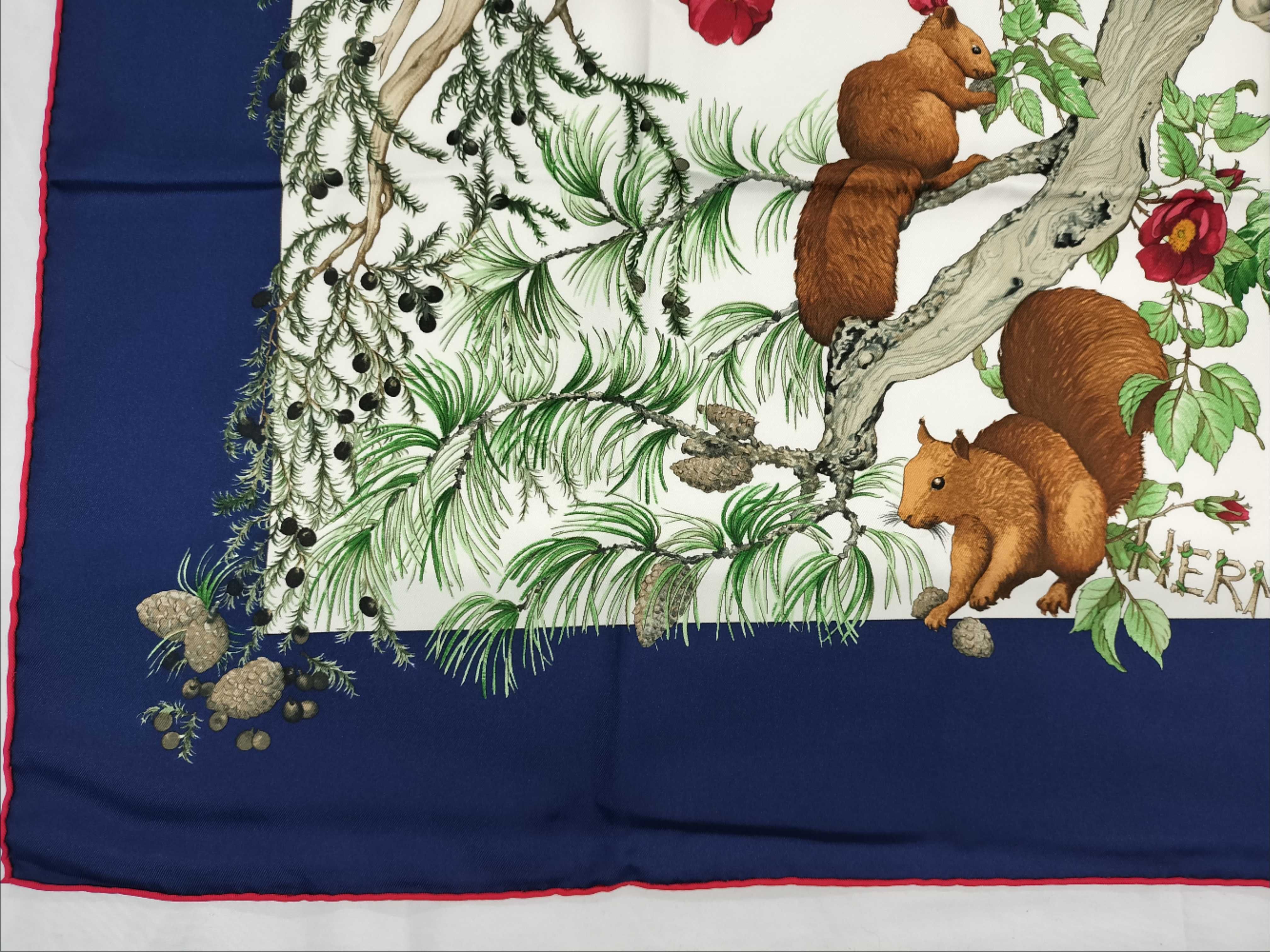 Vintage Hermes Au Coeur des Bois (In the Heart of the Woods) Silk Carre 90
