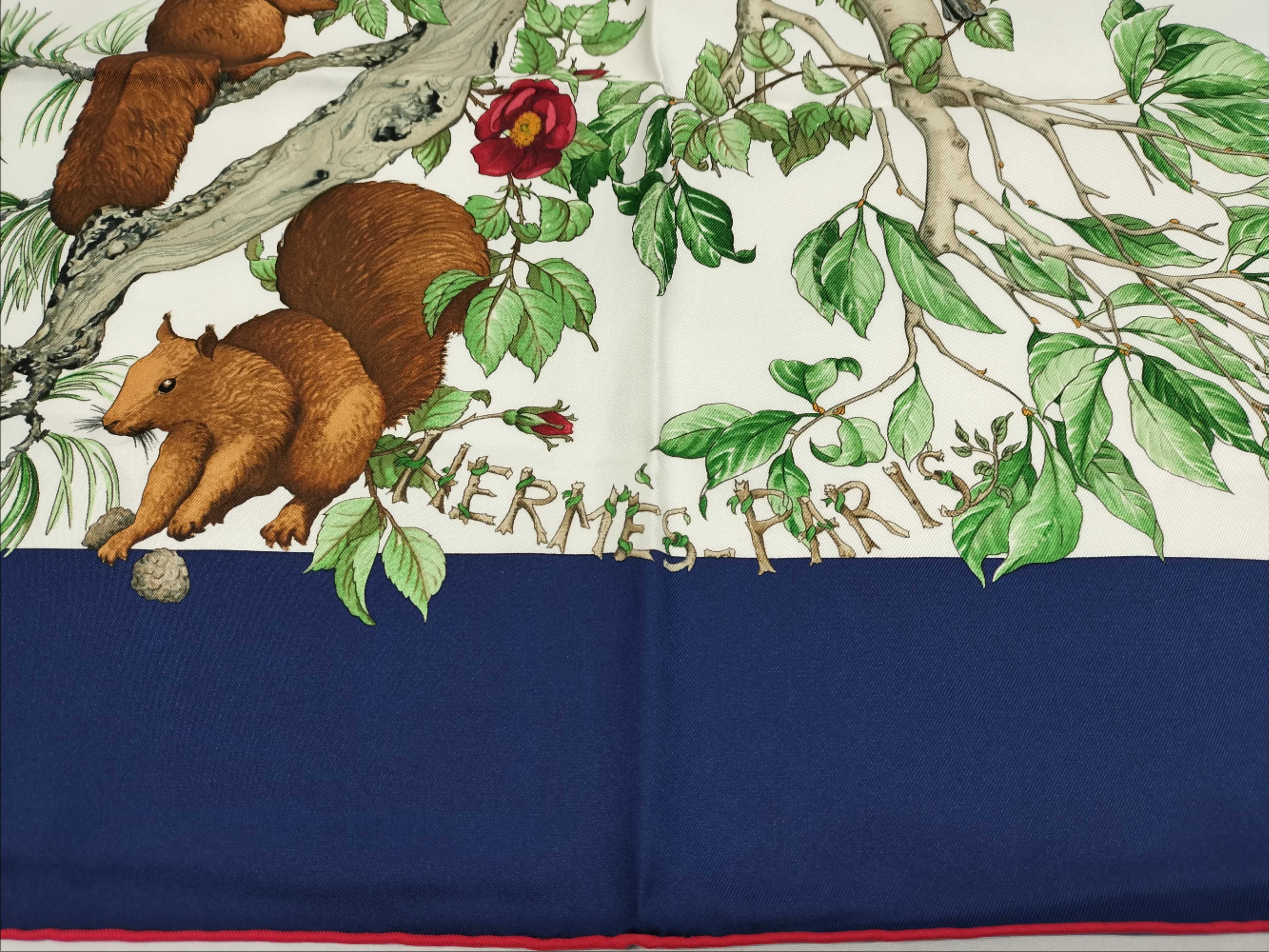 Vintage Hermes Au Coeur des Bois (In the Heart of the Woods) Silk Carre 90