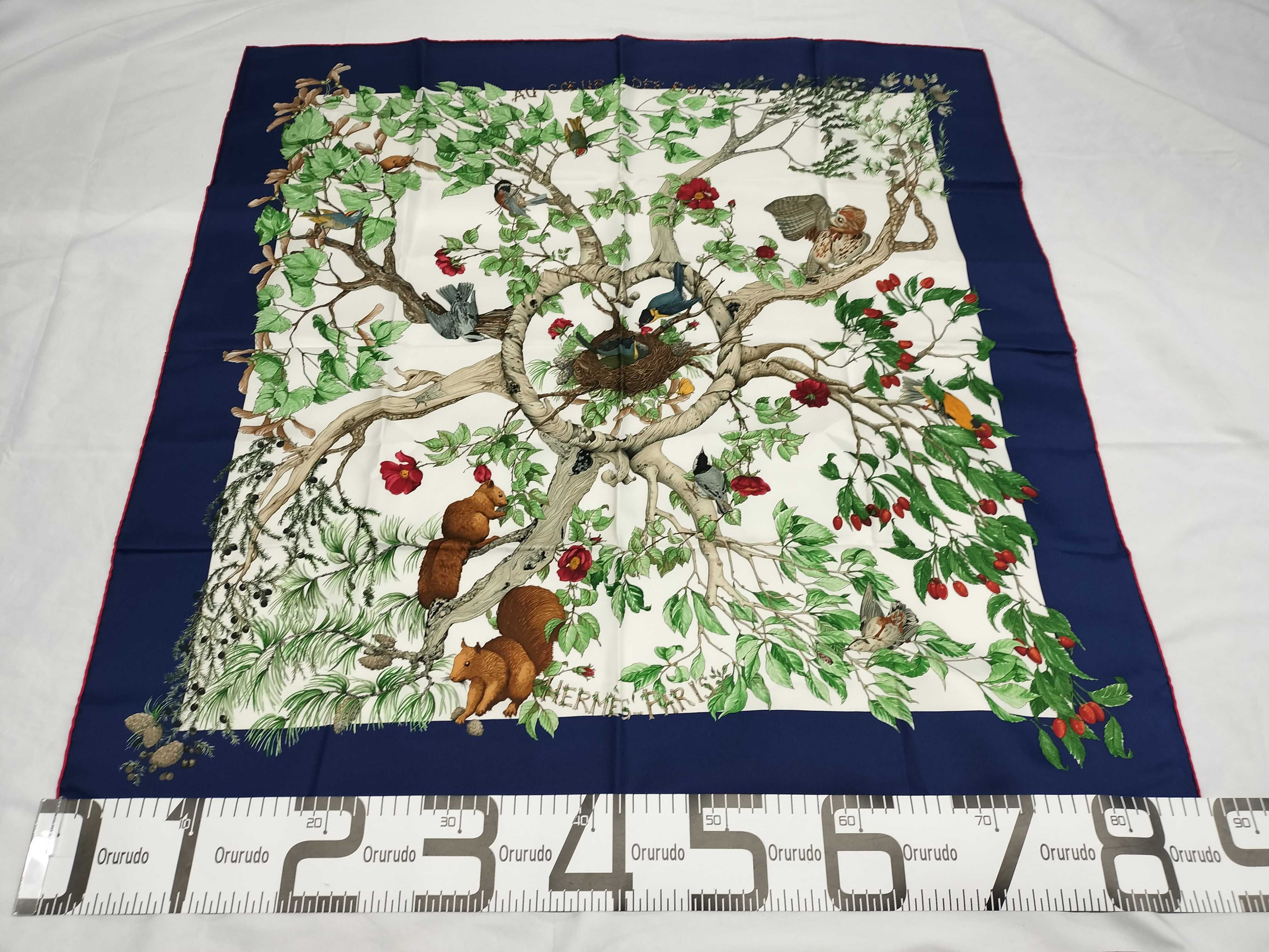 Vintage Hermes Au Coeur des Bois (In the Heart of the Woods) Silk Carre 90