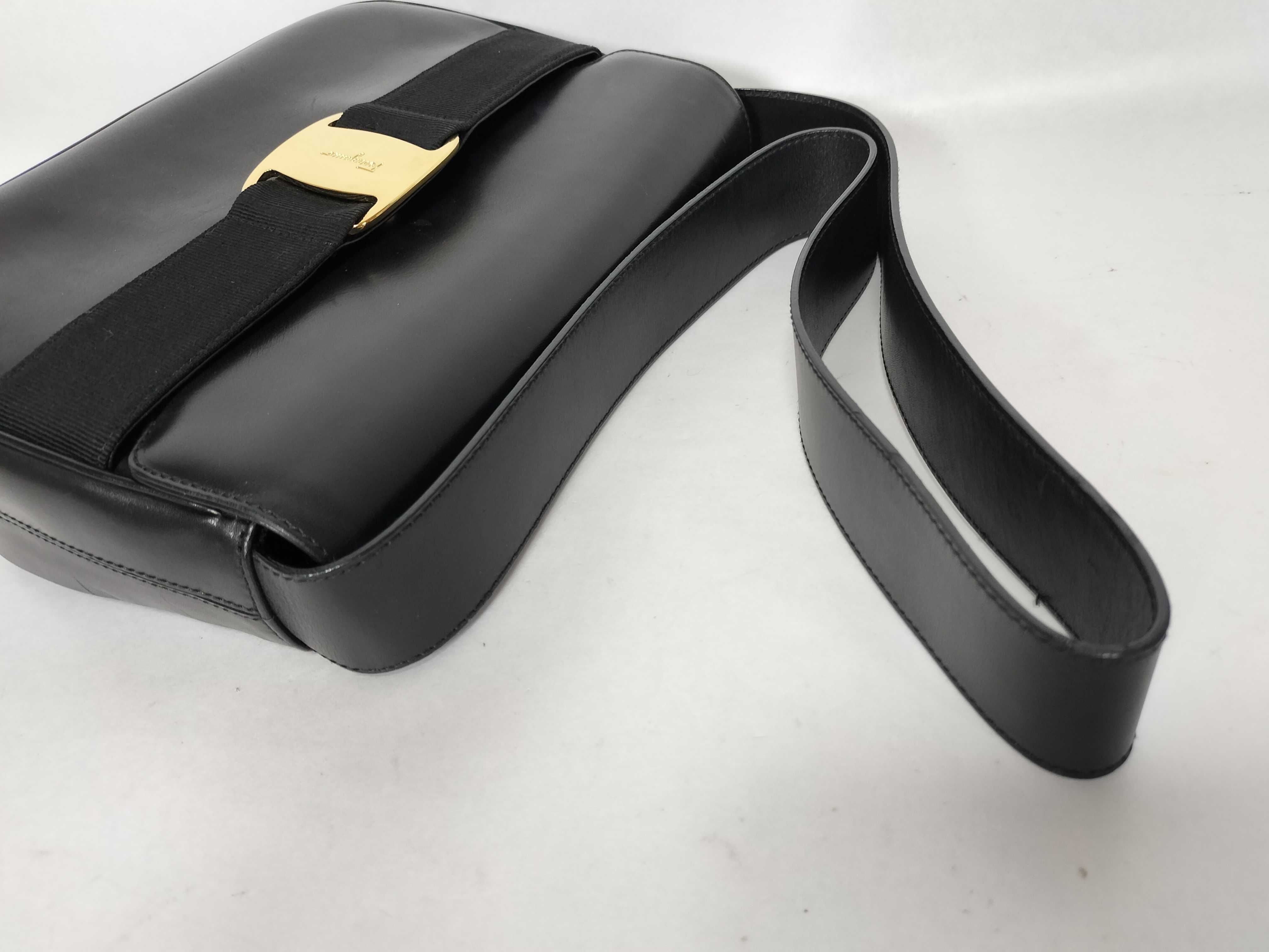 Vintage Salvatore Ferragamo Vara Bow Black Leather Shoulder Bag with Dust Bag
