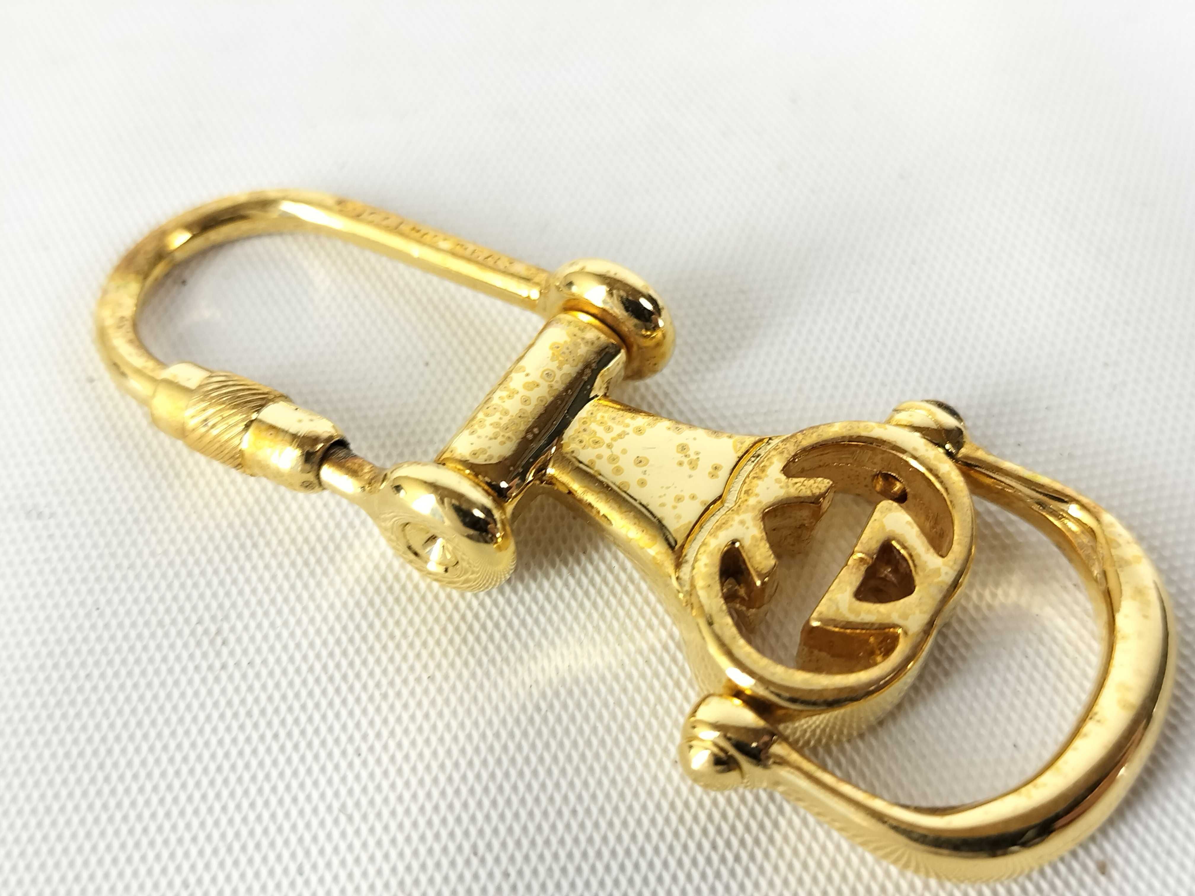 Two Vintage Gucci Interlocking G Metal Keychains with Box