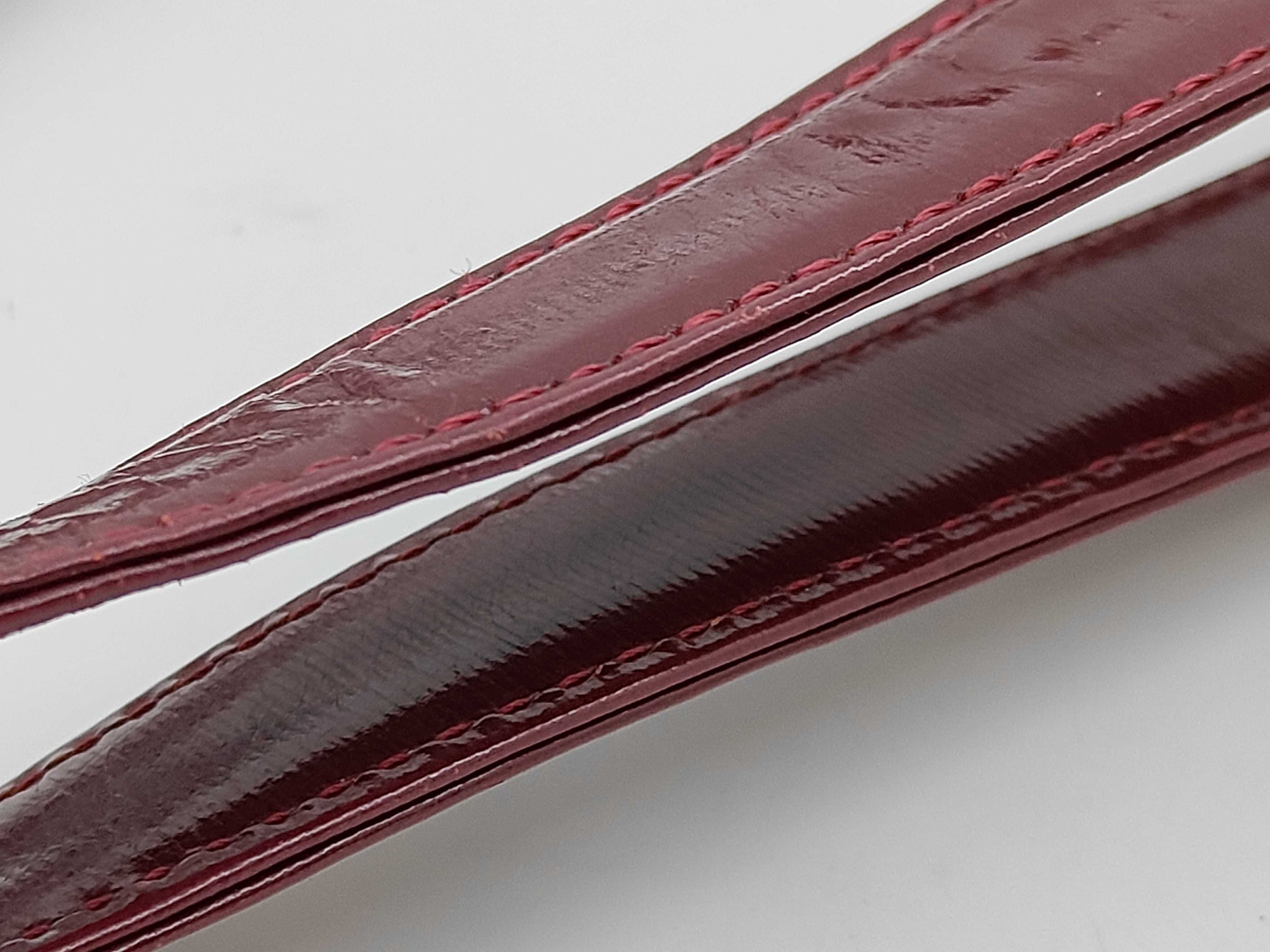 A Vintage Yves Saint Laurent Burgundy Glossy Grain Leather Dome Shoulder Bag