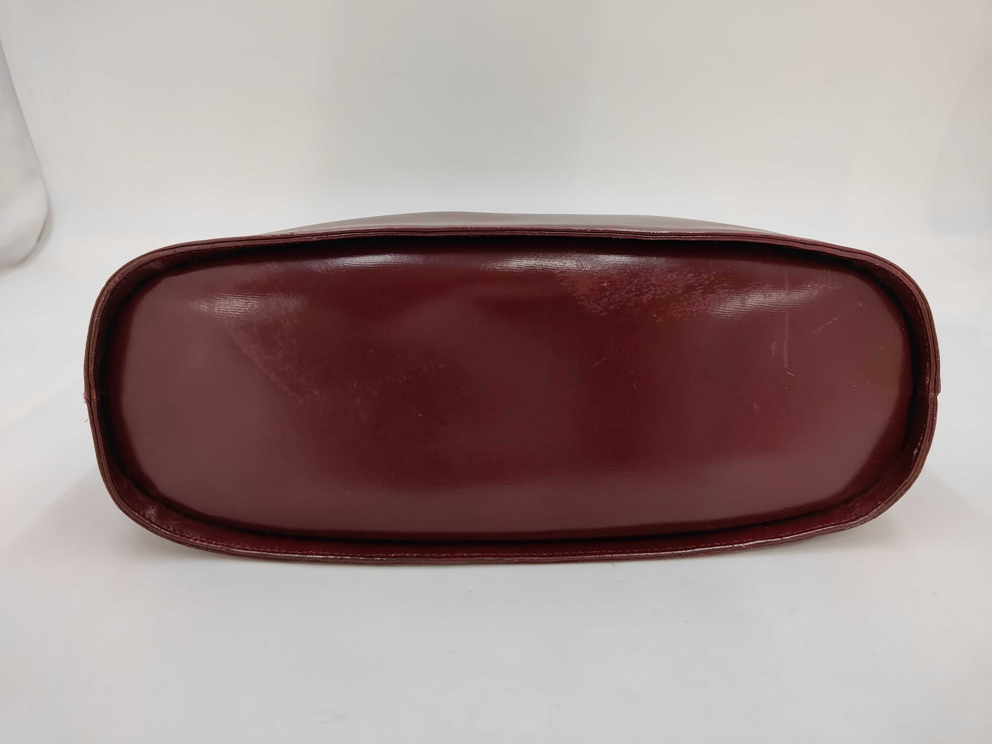 A Vintage Yves Saint Laurent Burgundy Glossy Grain Leather Dome Shoulder Bag
