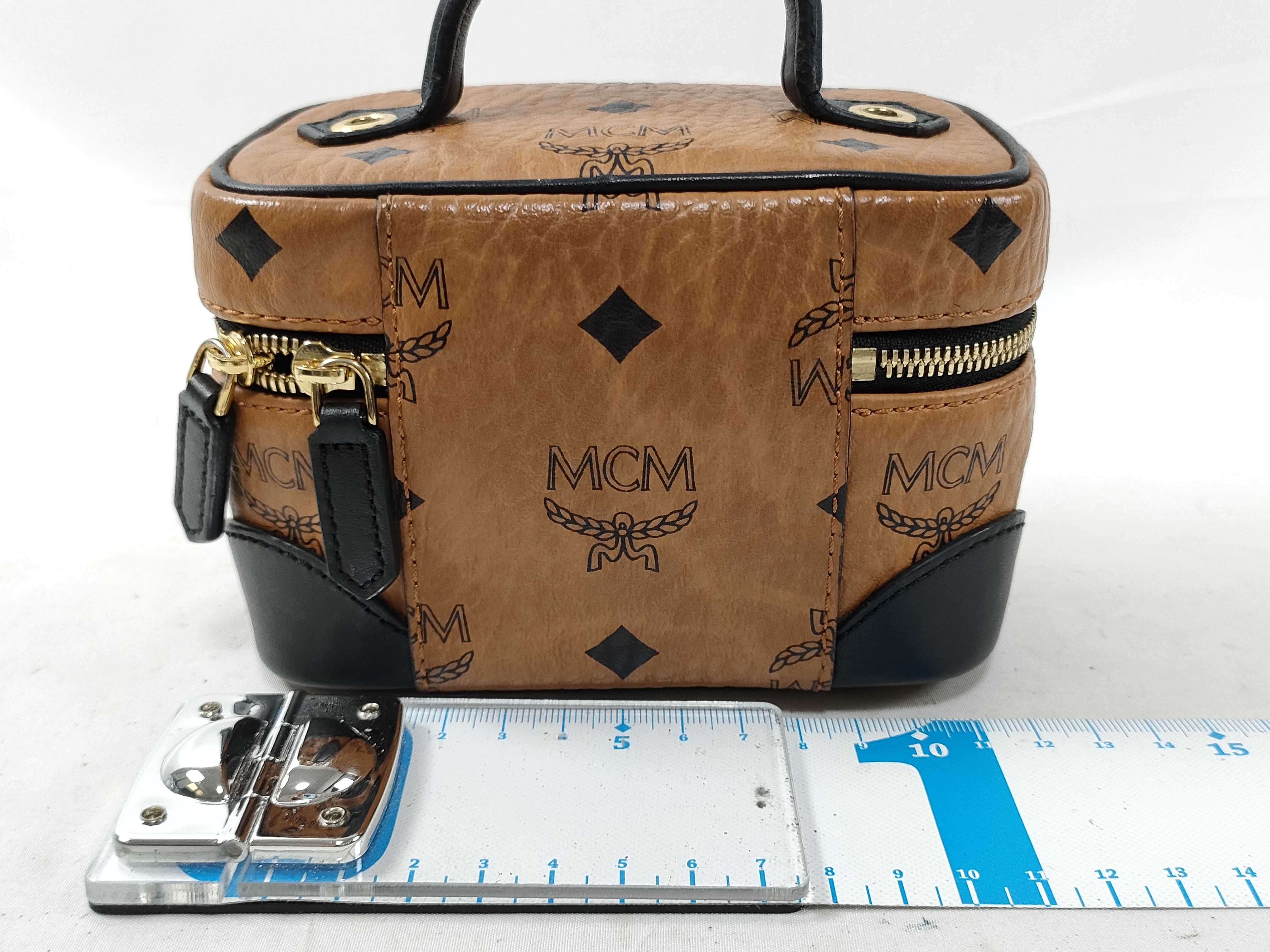 MCM X Looney Tunes Tweety Rockstar Cognac Visetos Coated Canvas Vanity Case