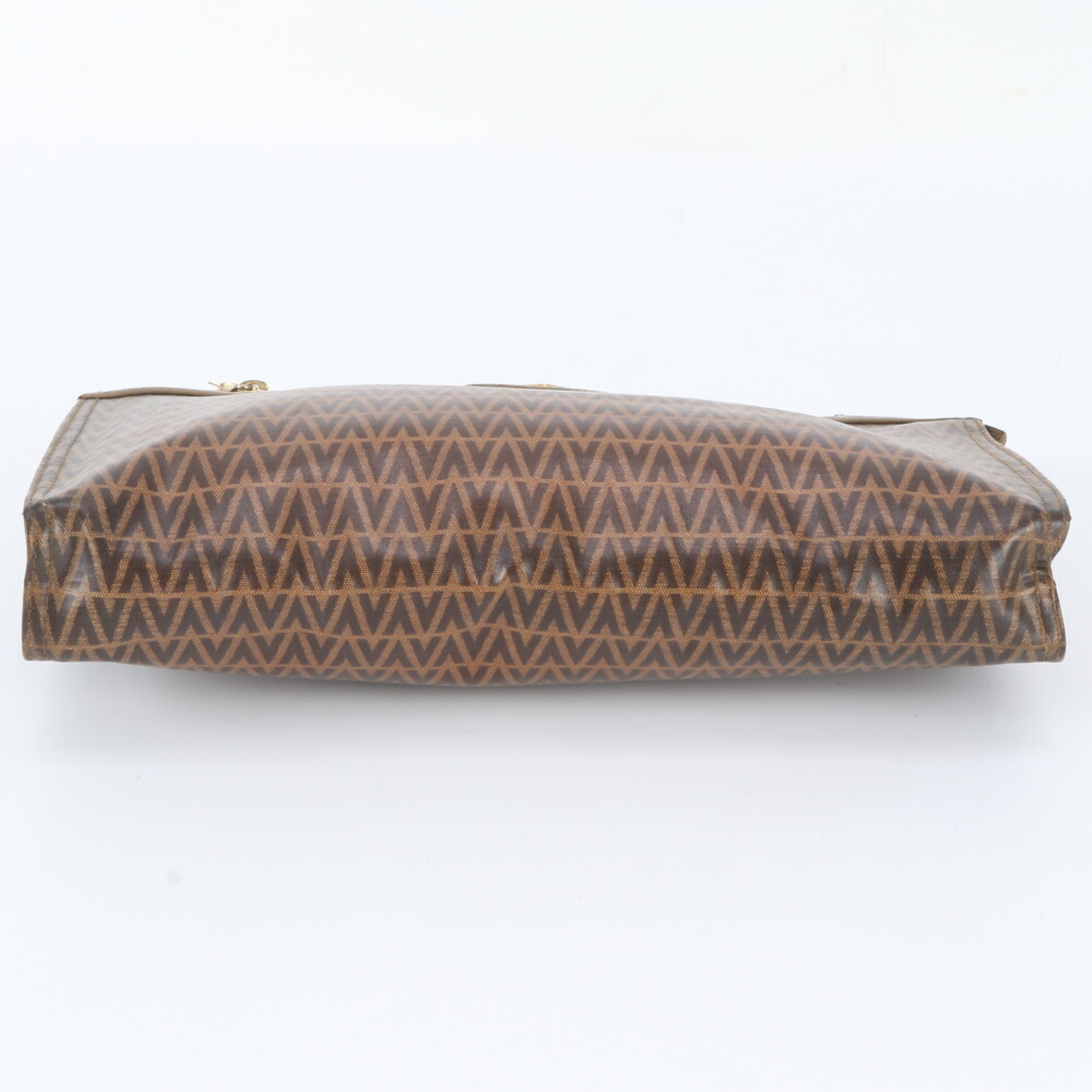Vintage Mario Valentino Monogram Coated Canvas and Leather Clutch Bag