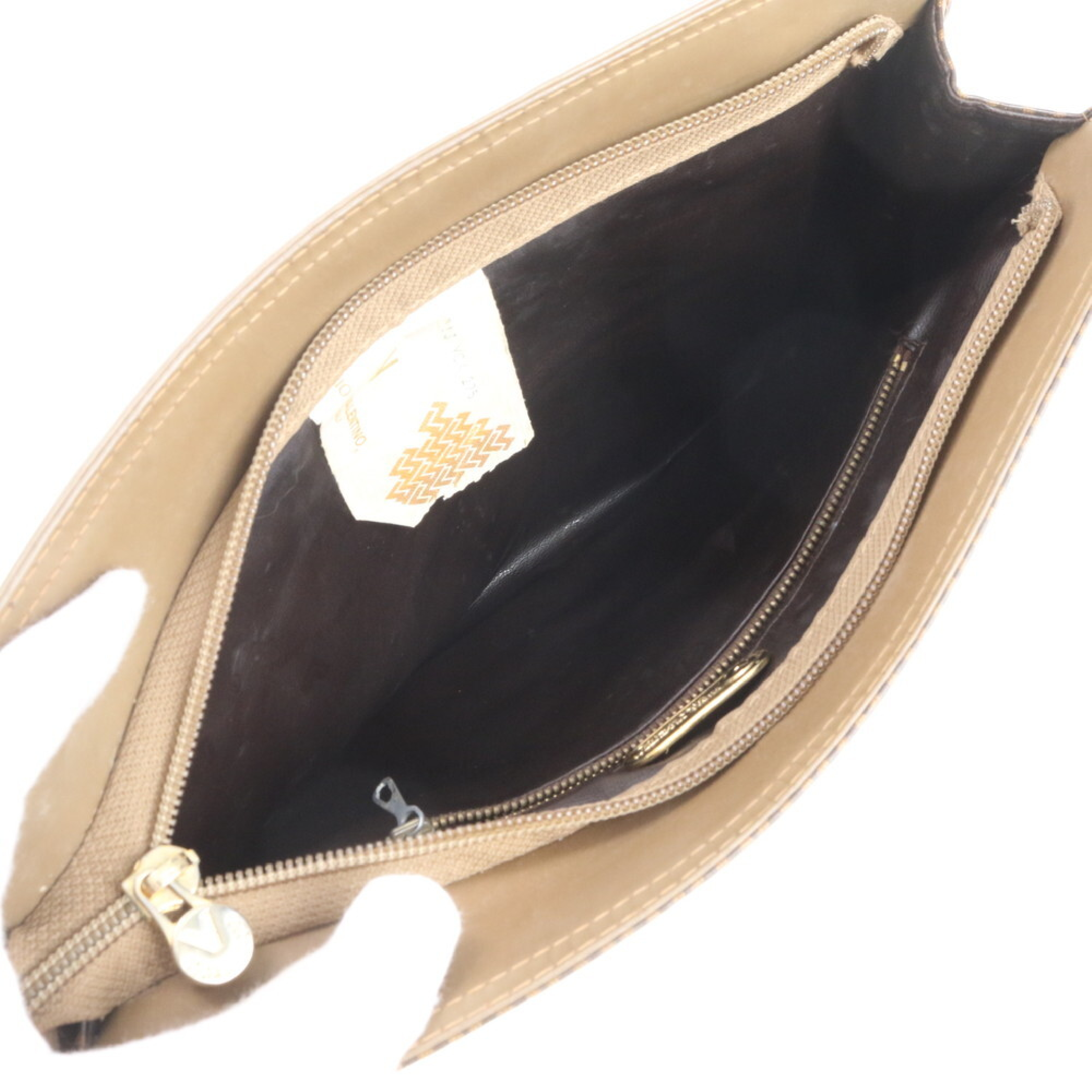 Vintage Mario Valentino Monogram Coated Canvas and Leather Clutch Bag