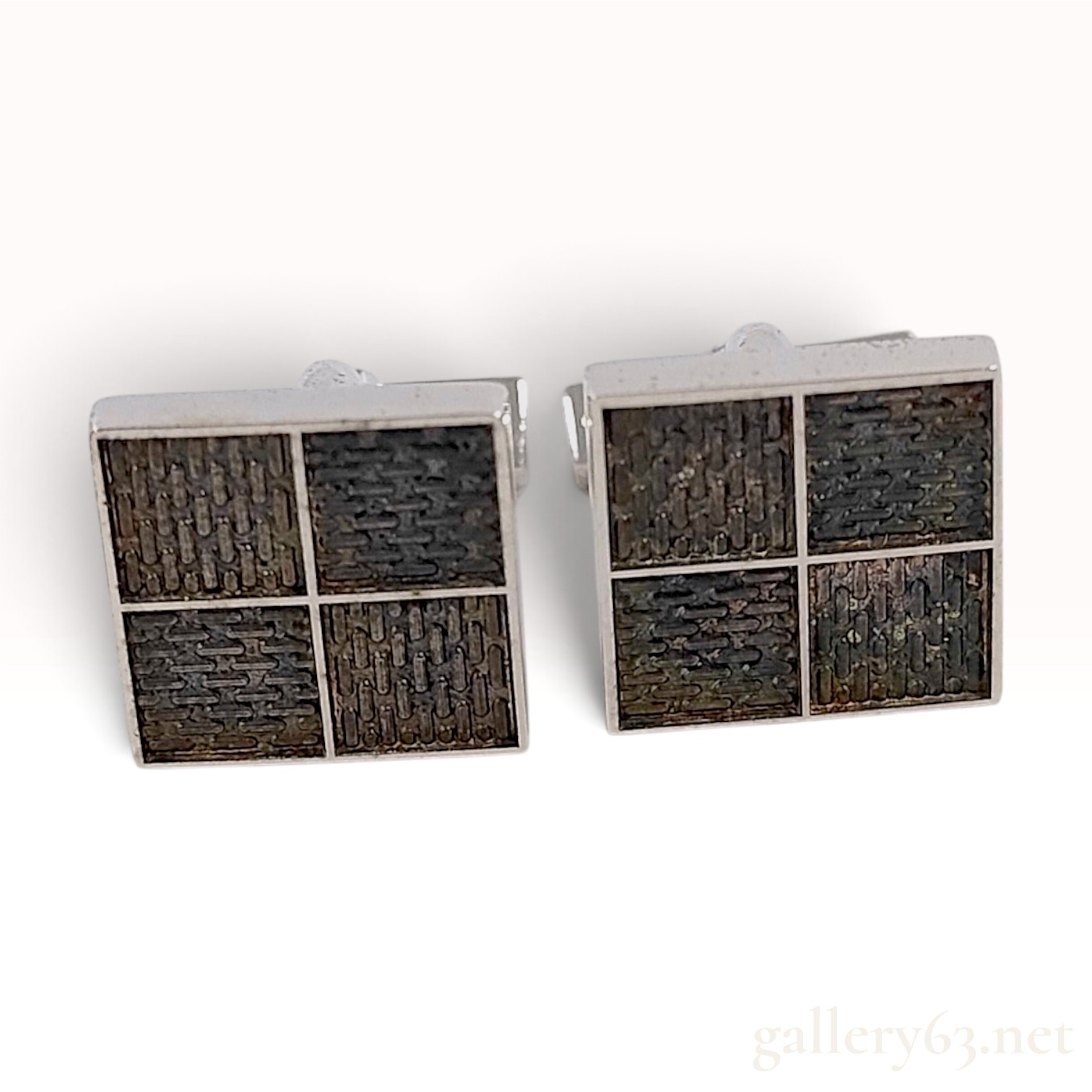 Louis Vuitton Damier 4 Sterling Silver Cufflinks with Case