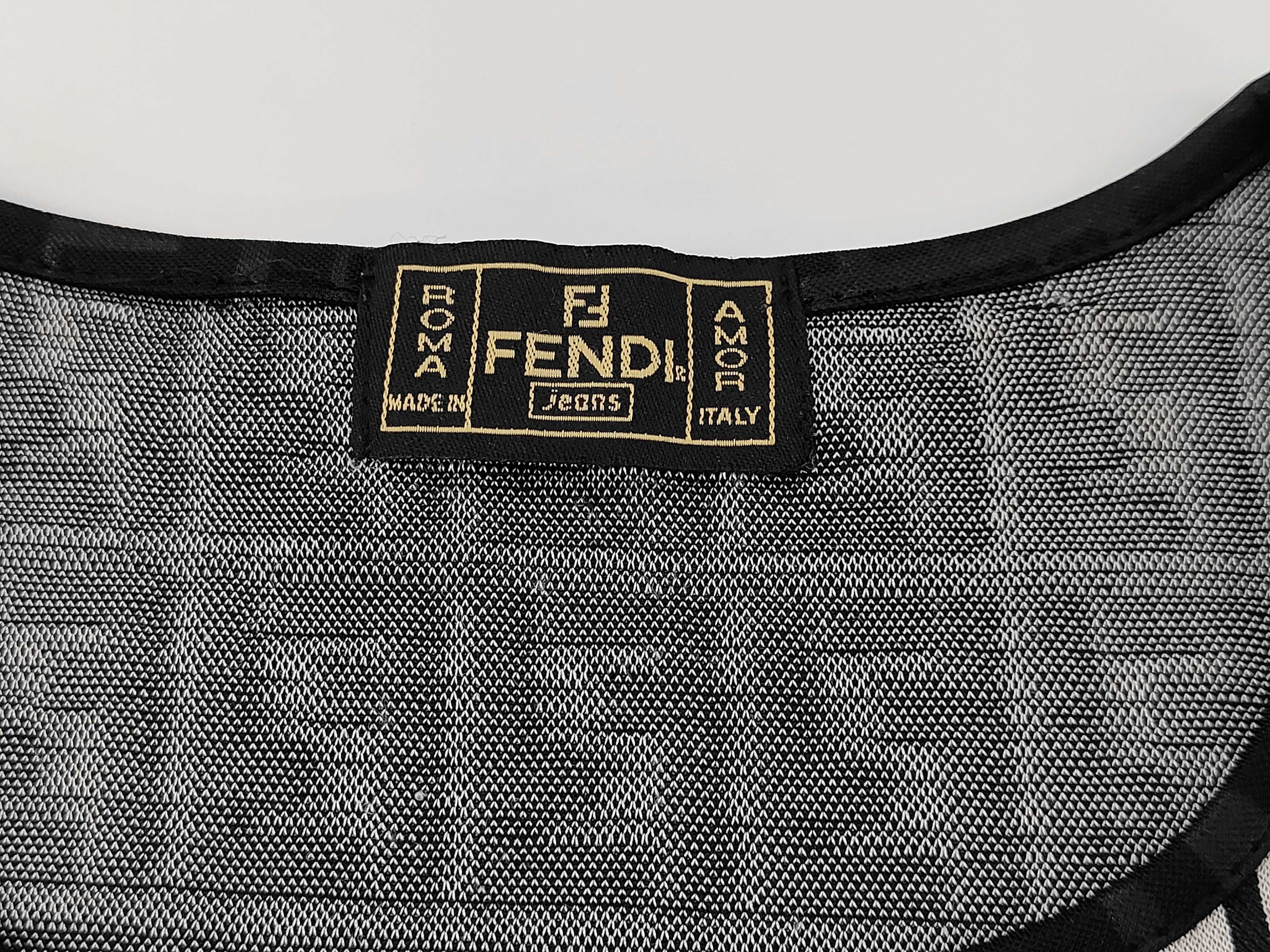 Vintage Fendi Jeans Zucca Monogram Black and Gray Knit T-Shirt