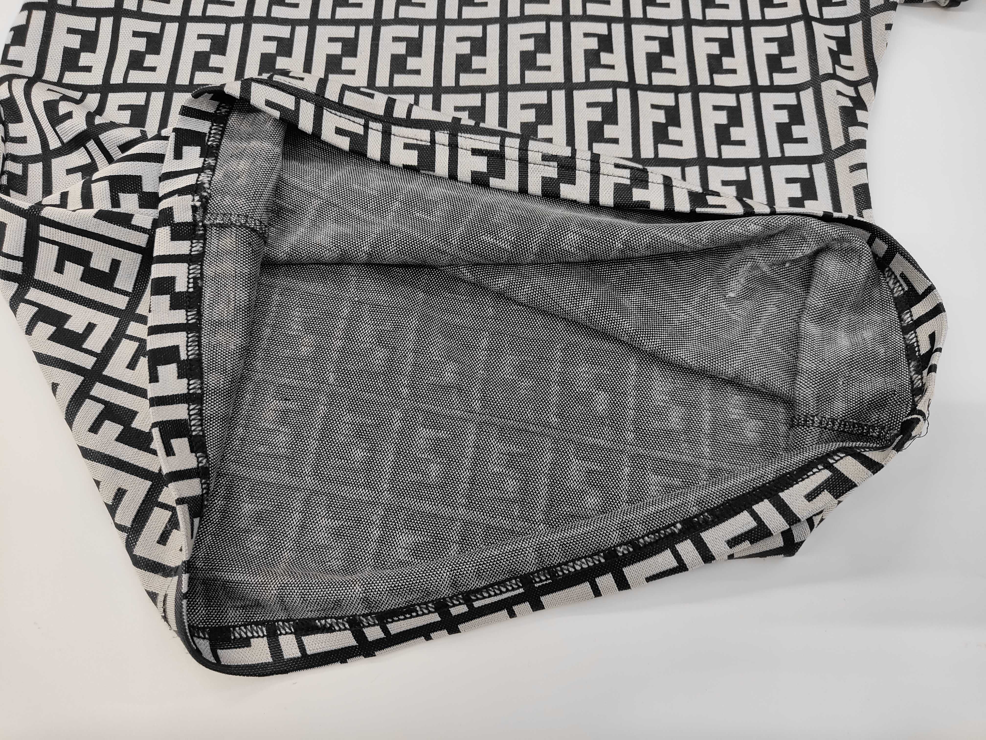 Vintage Fendi Jeans Zucca Monogram Black and Gray Knit T-Shirt