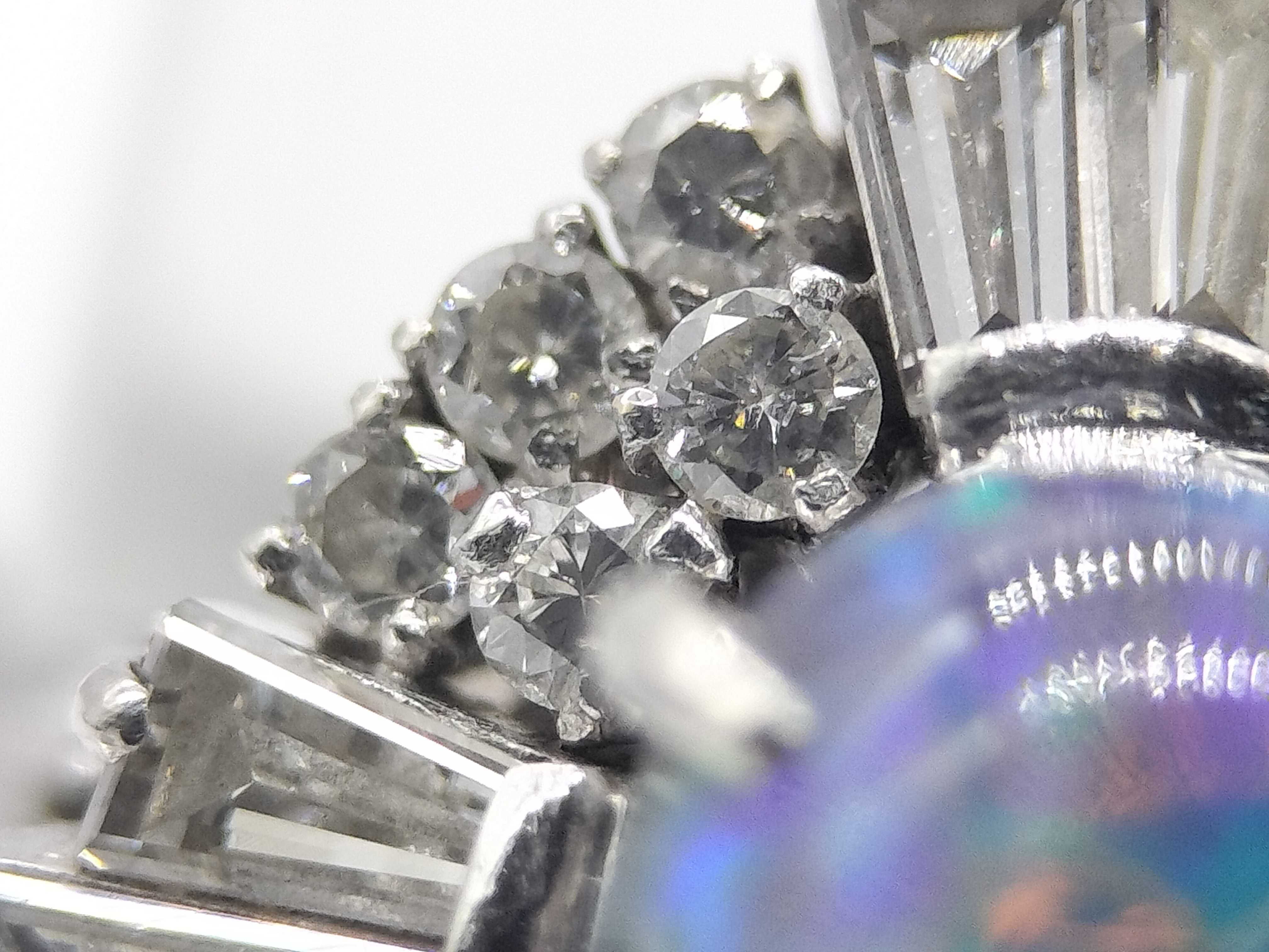 Vintage Platinum 1.85ct Black Opal and 1.05ctw Natural Diamond Ring Size 5