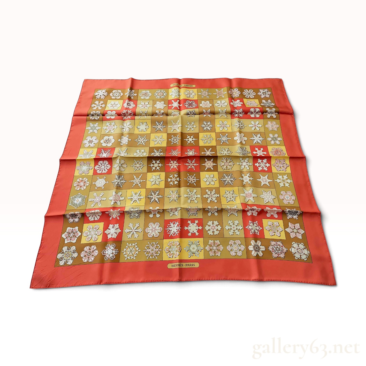 Vintage Hermes Feux de l'Hiver (Winter Fires) Silk Carre 90