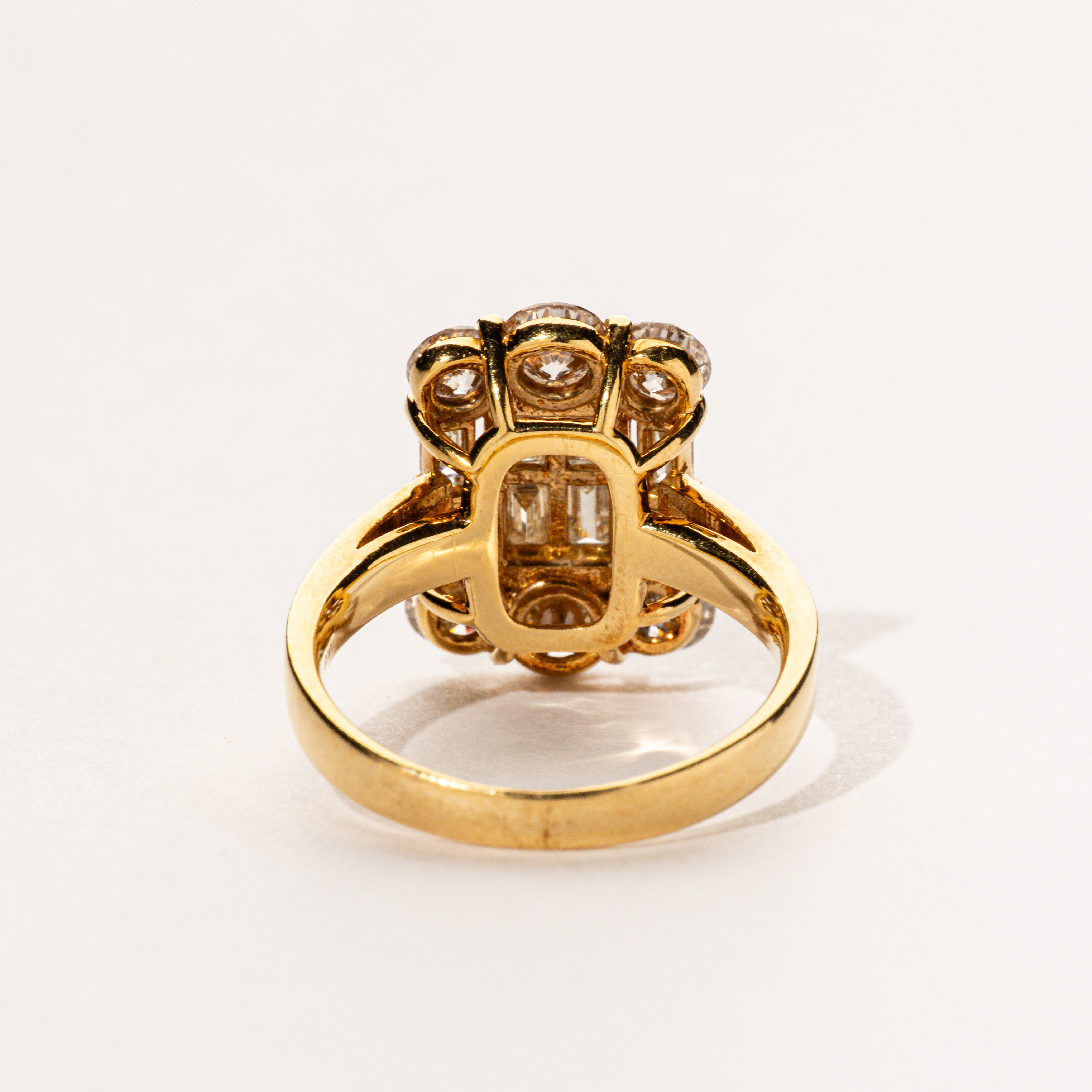 2.00ctw Natural Diamond and 18K Yellow Gold Cluster Cocktail Ring