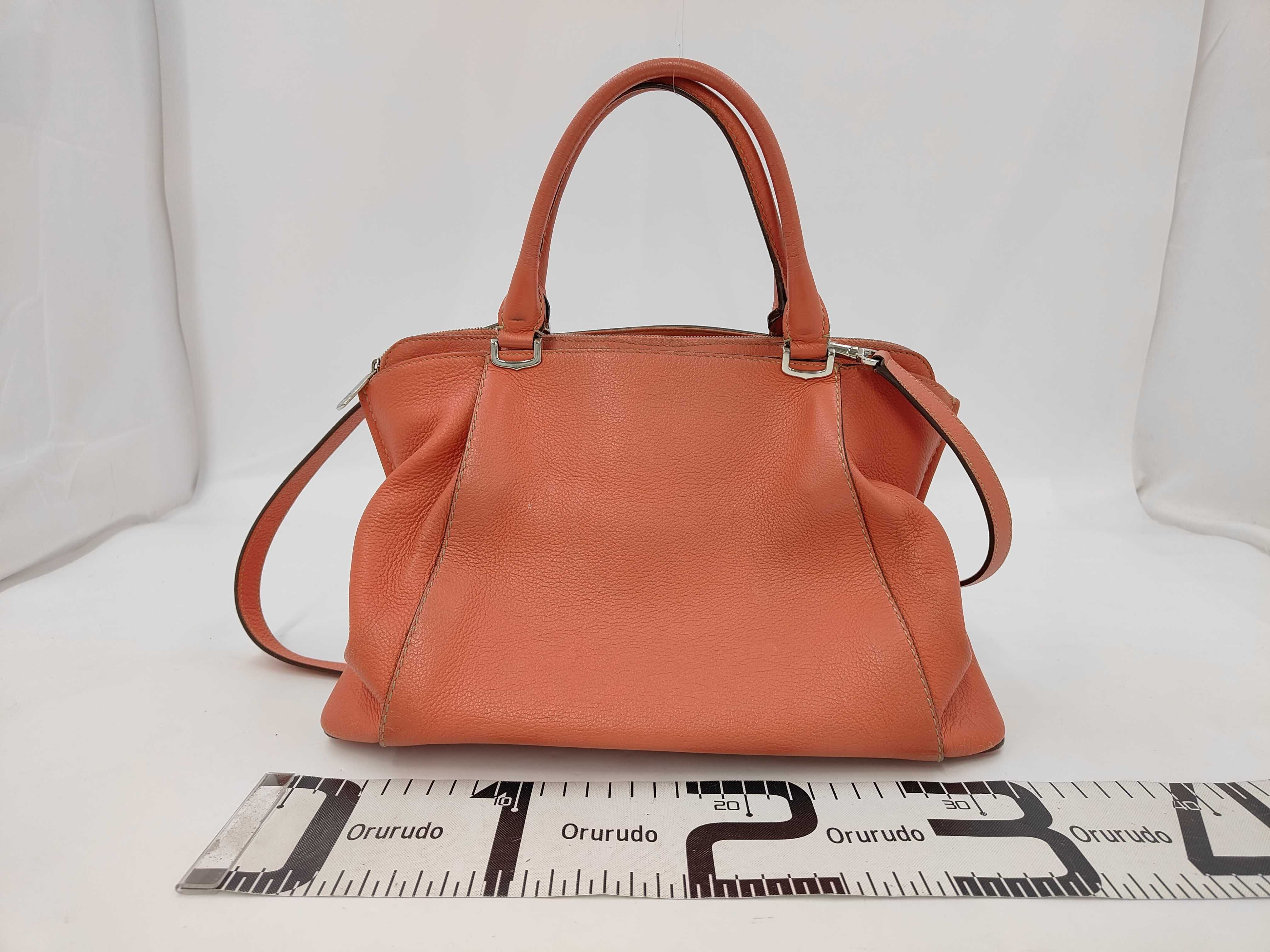 Cartier C de Cartier Orange Grained Leather Top Handle Bag with Box