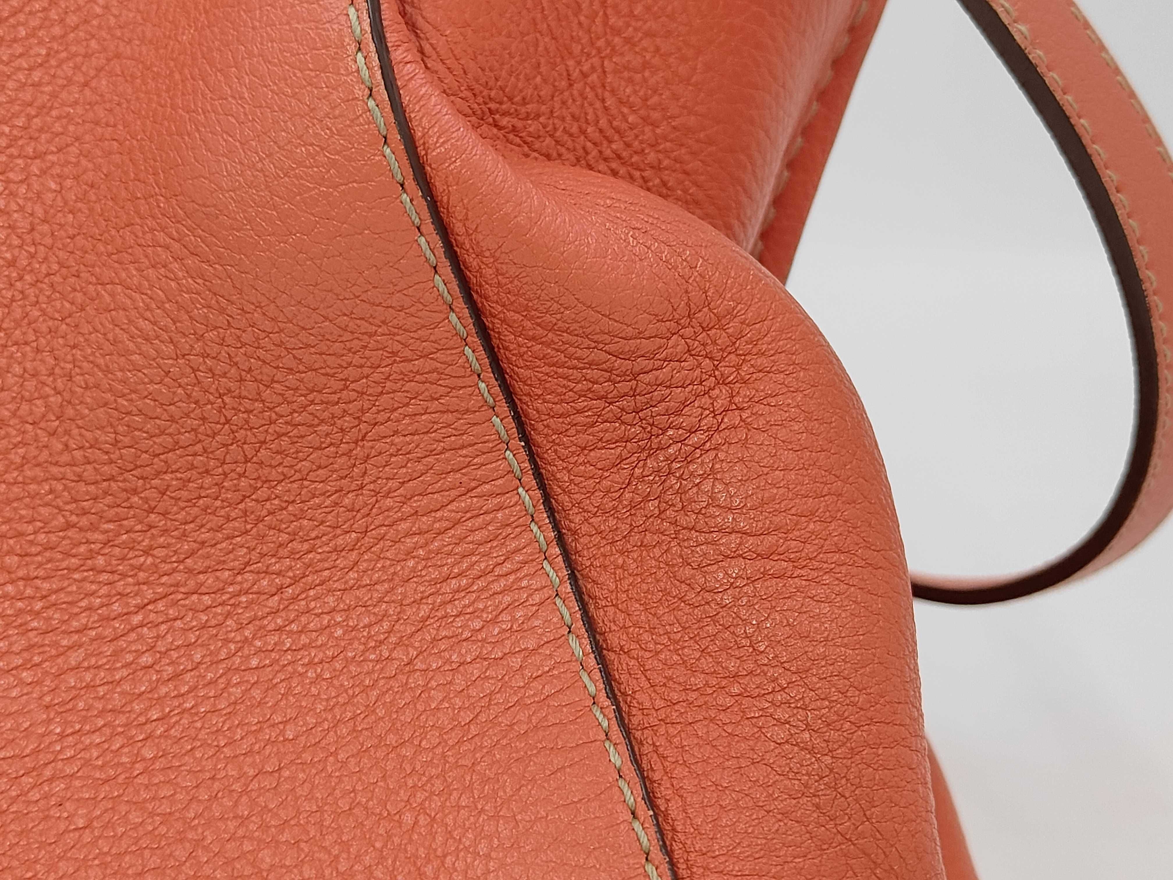Cartier C de Cartier Orange Grained Leather Top Handle Bag with Box