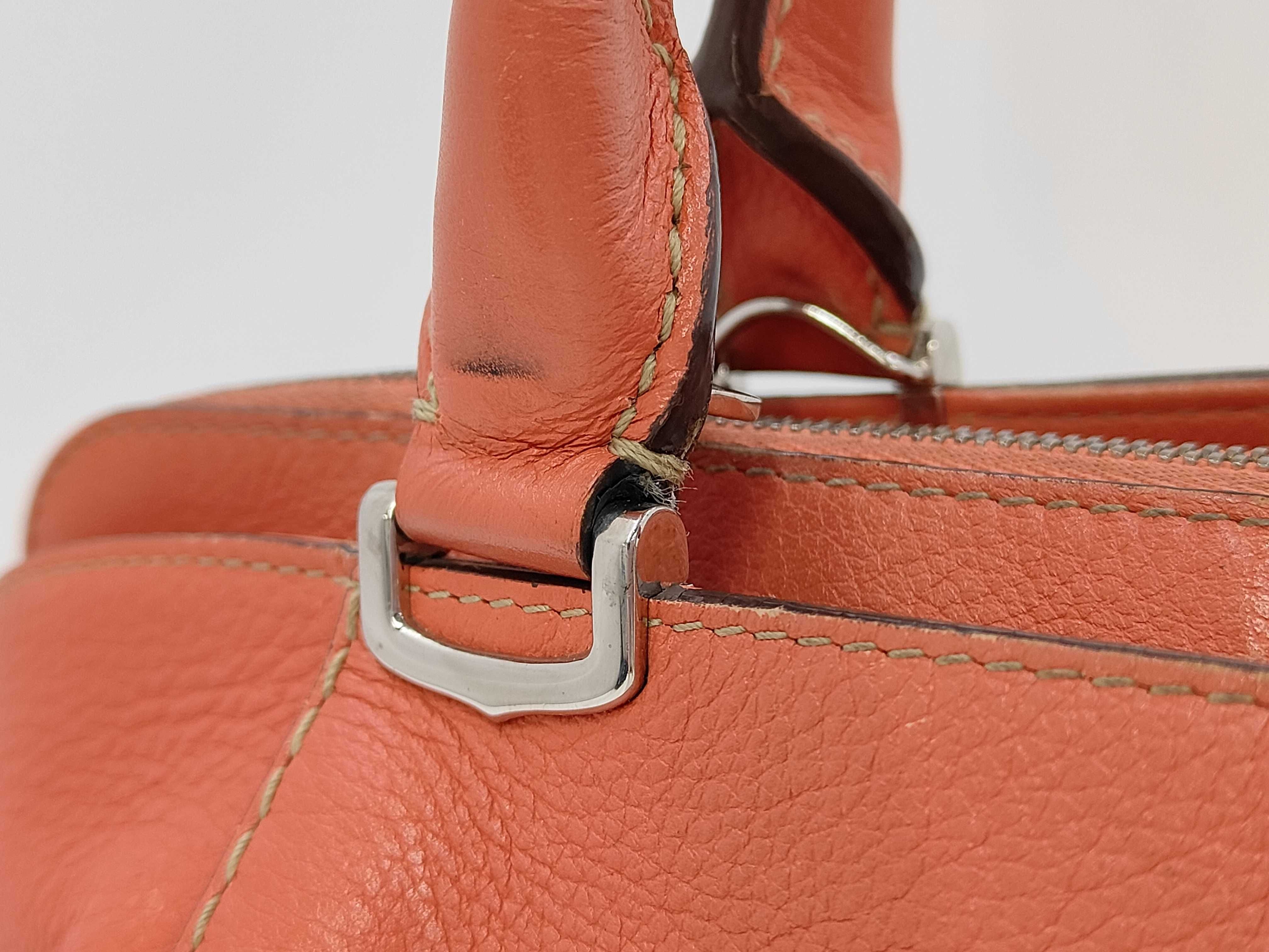 Cartier C de Cartier Orange Grained Leather Top Handle Bag with Box