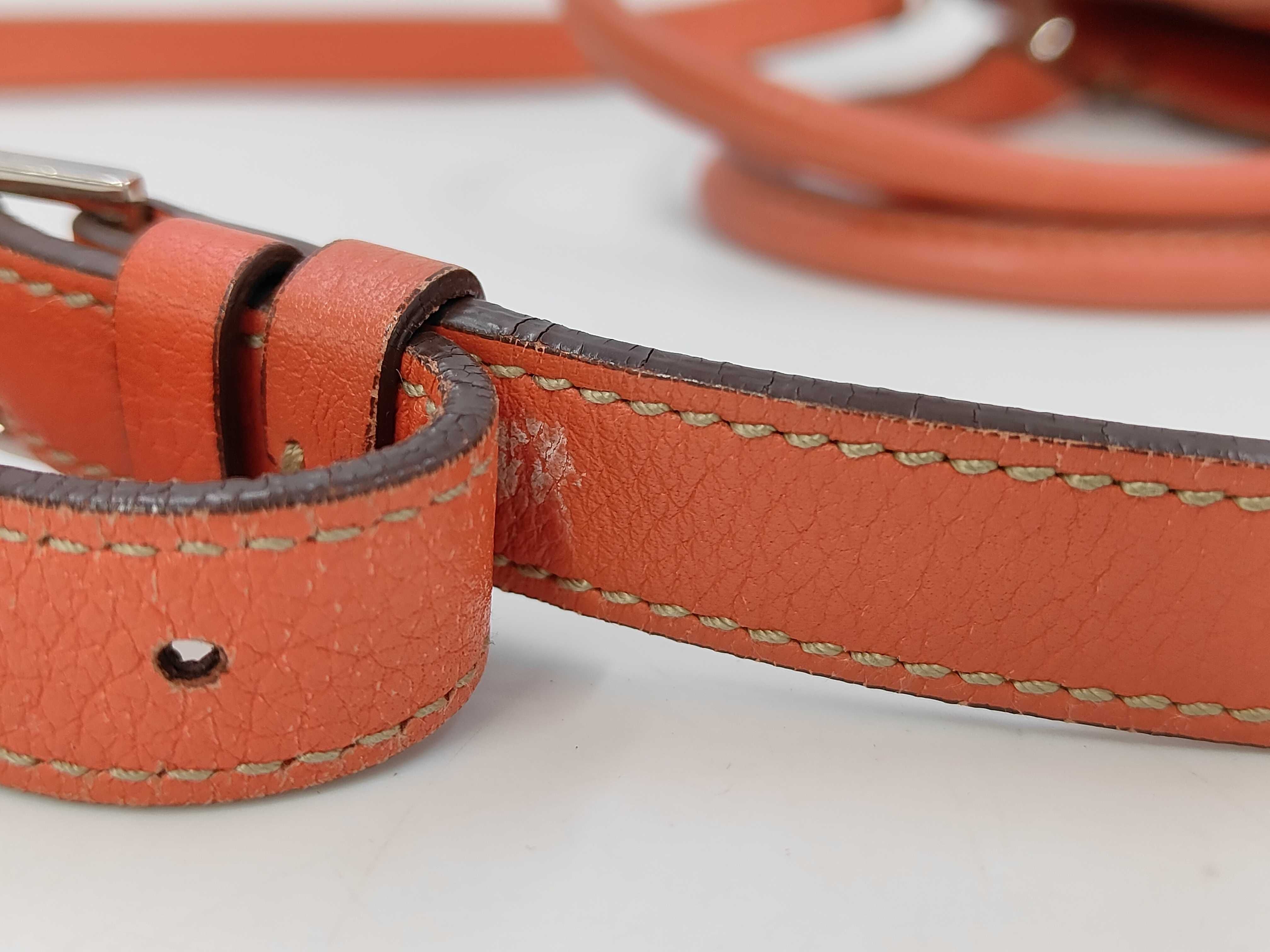 Cartier C de Cartier Orange Grained Leather Top Handle Bag with Box
