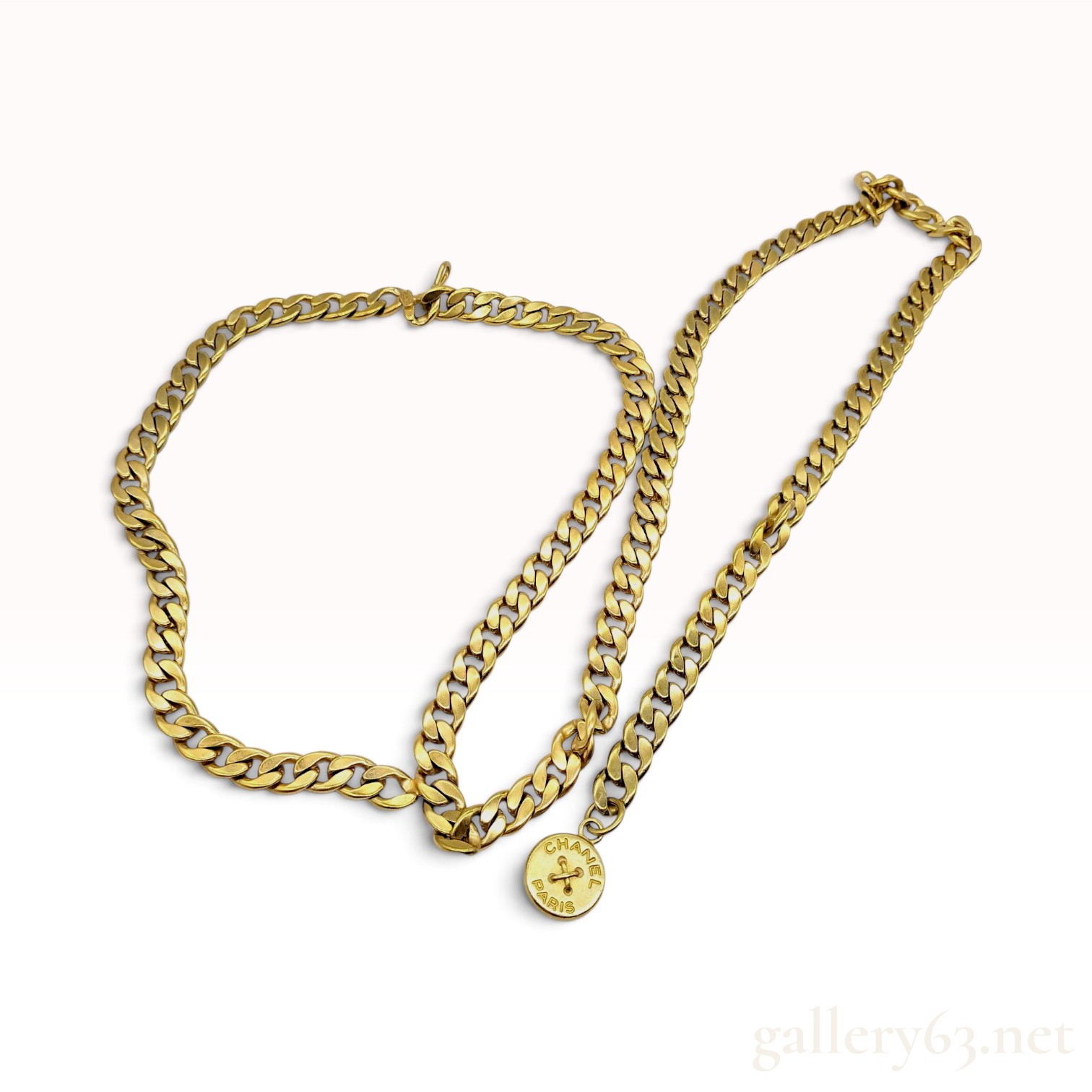 Vintage Chanel Autumn 1994 Gold Tone Gourmette Chain Belt 85 cm with Box