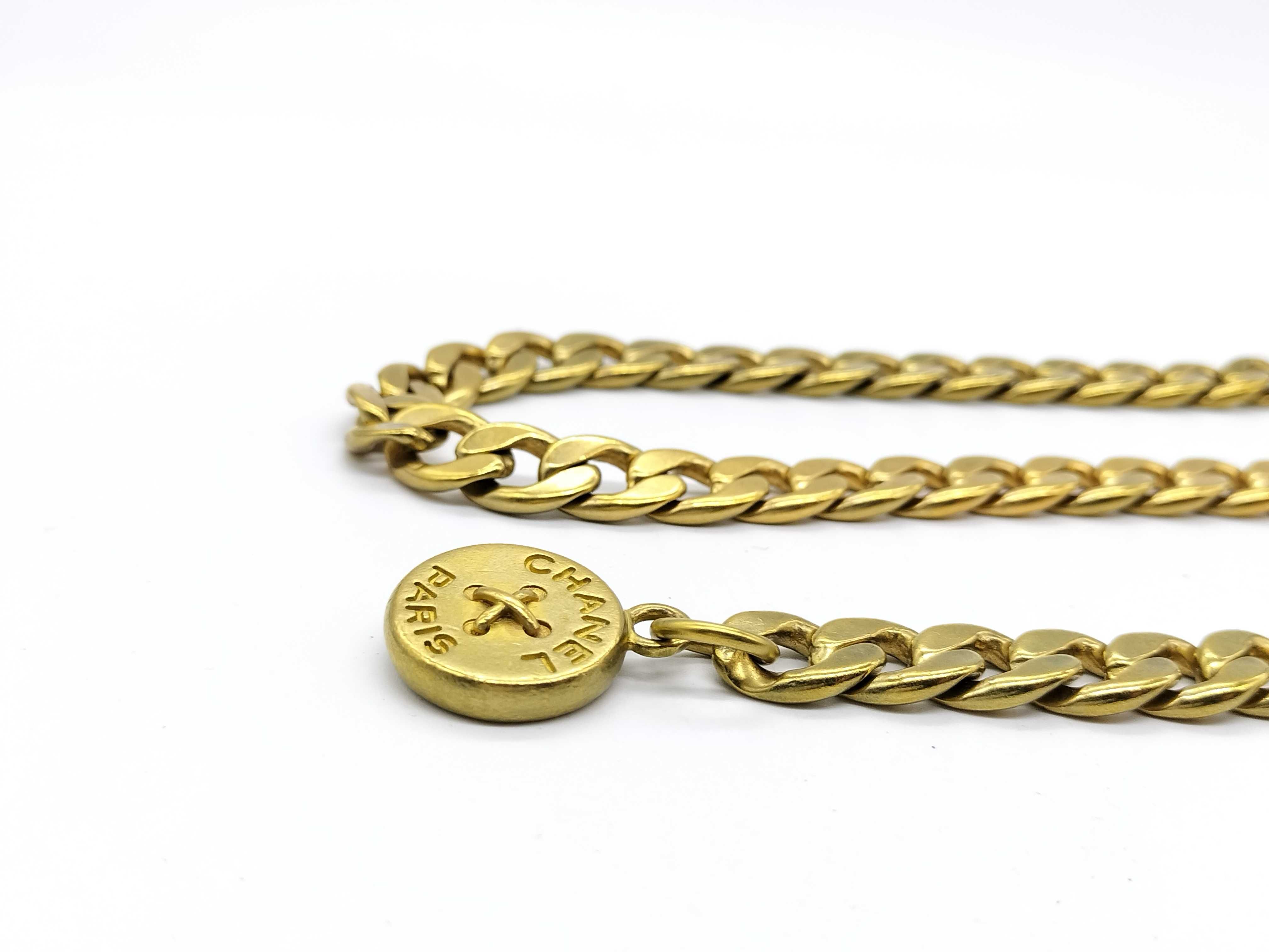 Vintage Chanel Autumn 1994 Gold Tone Gourmette Chain Belt 85 cm with Box