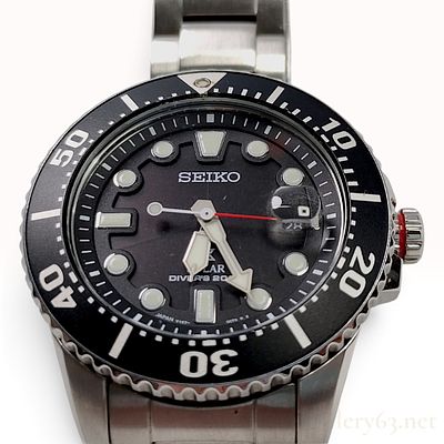 Seiko Prospex Solar Diver V157-0BT0 Black Dial Stainless Steel Wristwatch. This Seiko Prospex 