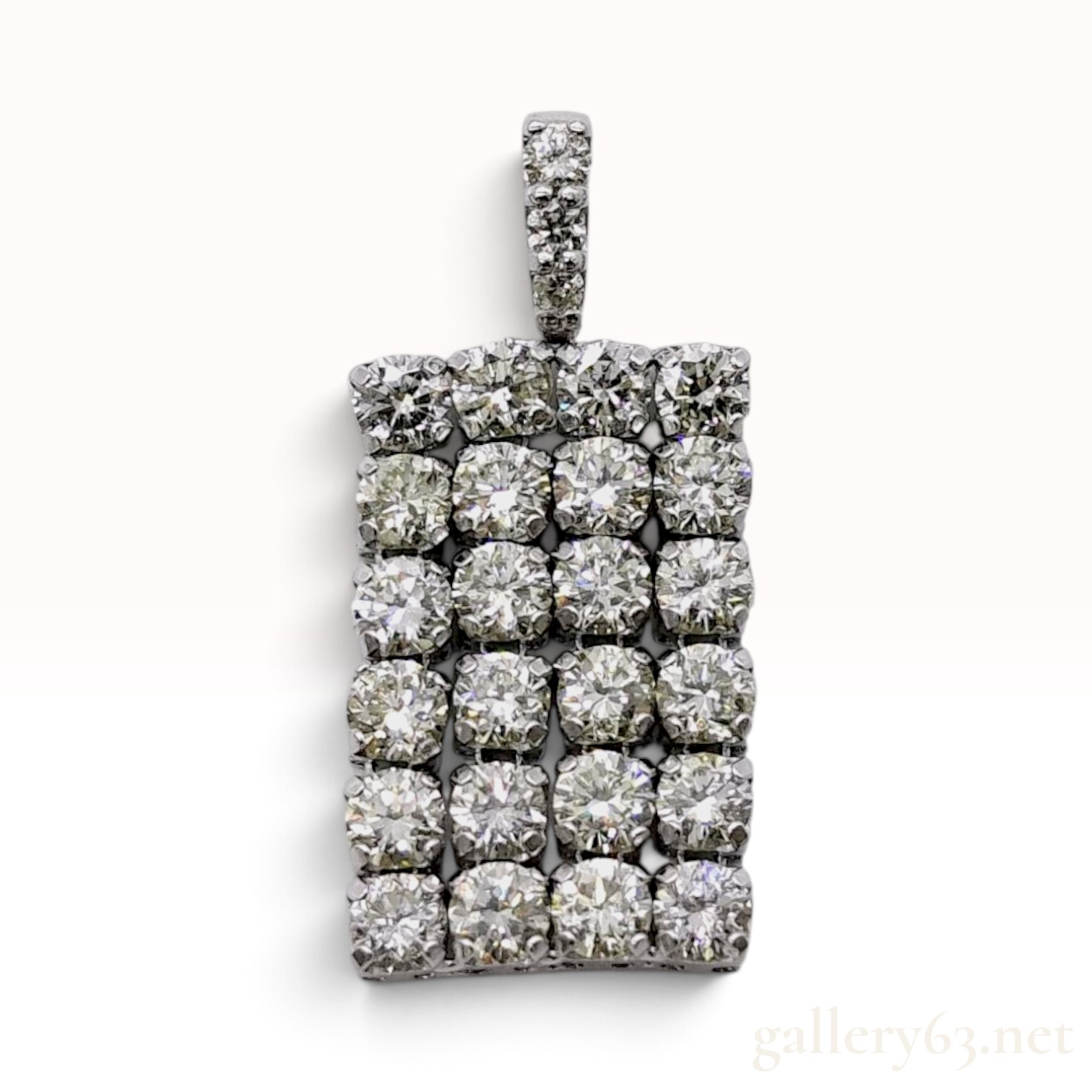 Platinum and 1.00ctw Natural Diamond Rectangular Cluster Pendant