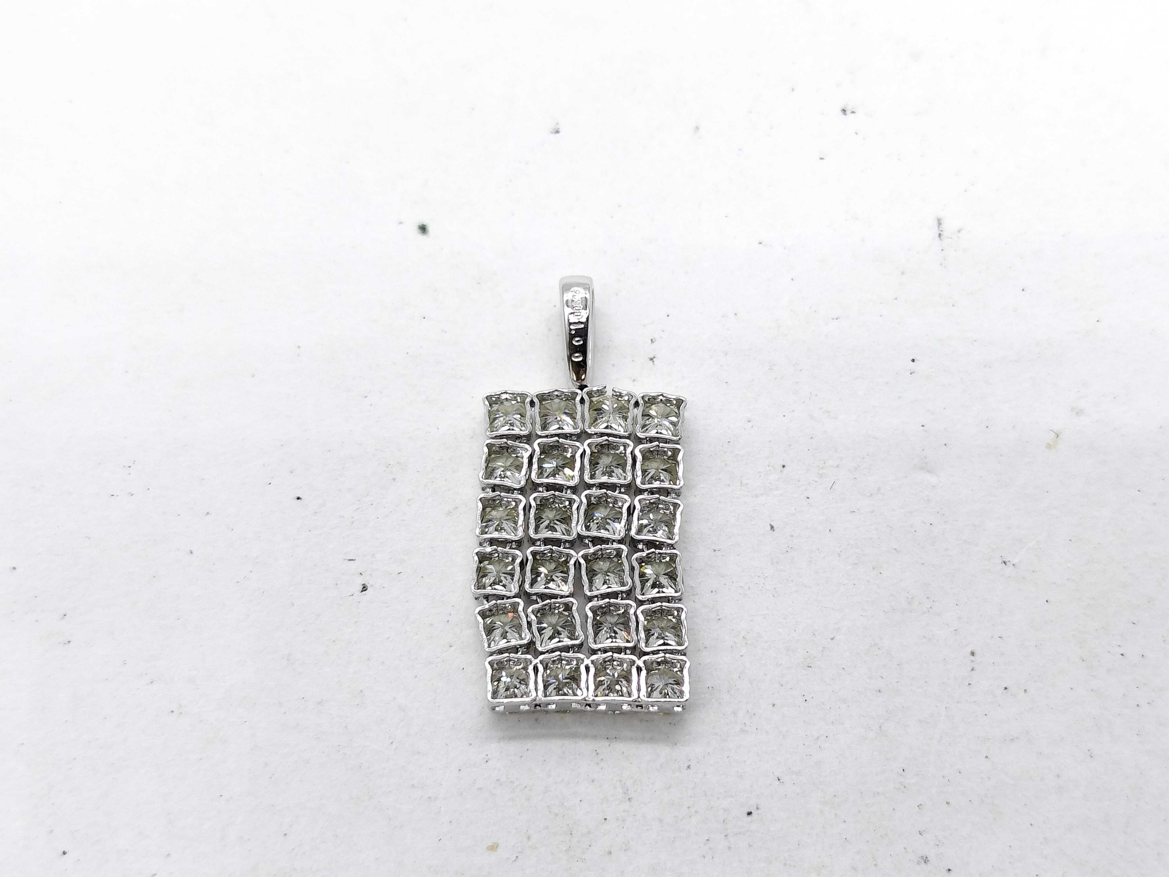 Platinum and 1.00ctw Natural Diamond Rectangular Cluster Pendant