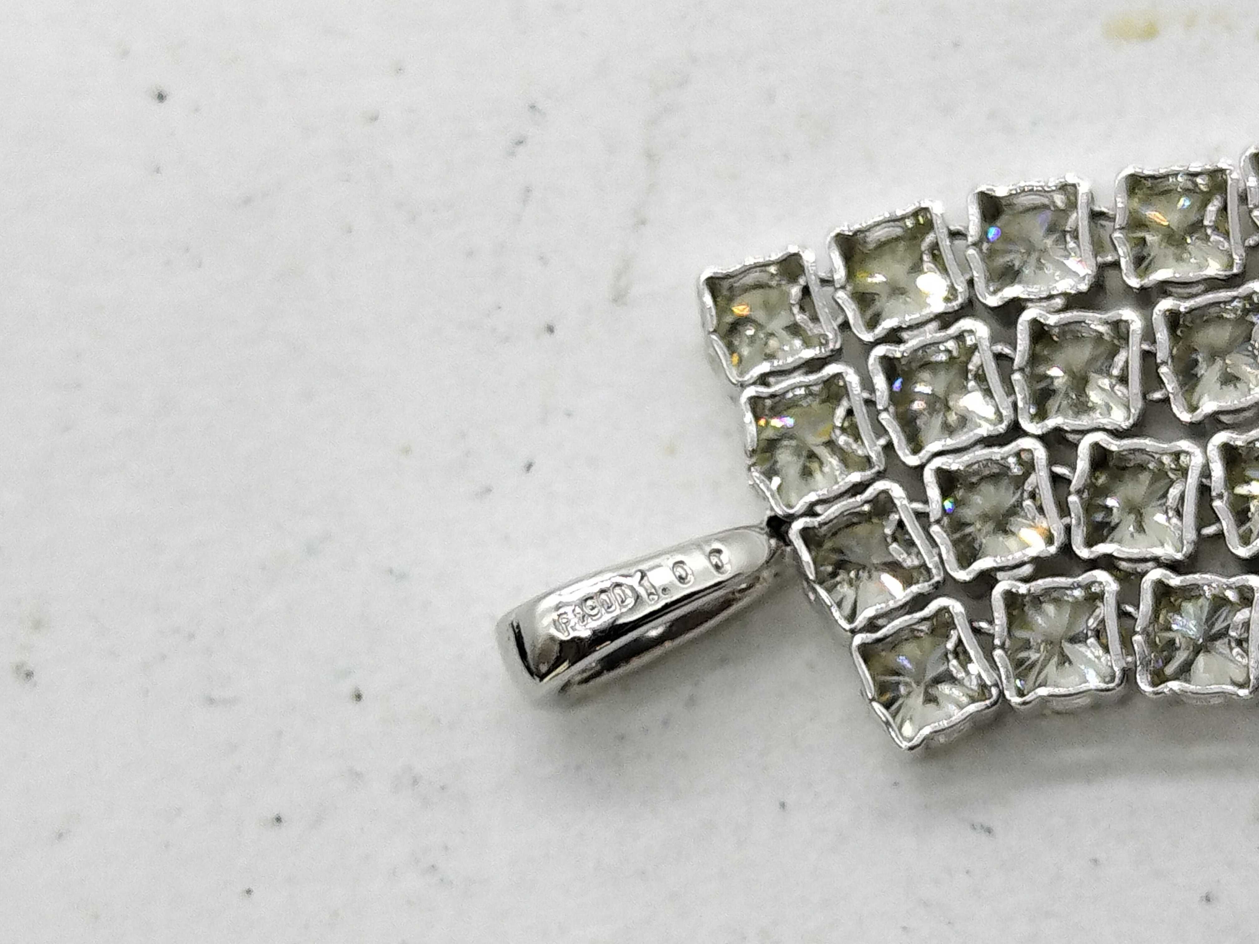 Platinum and 1.00ctw Natural Diamond Rectangular Cluster Pendant