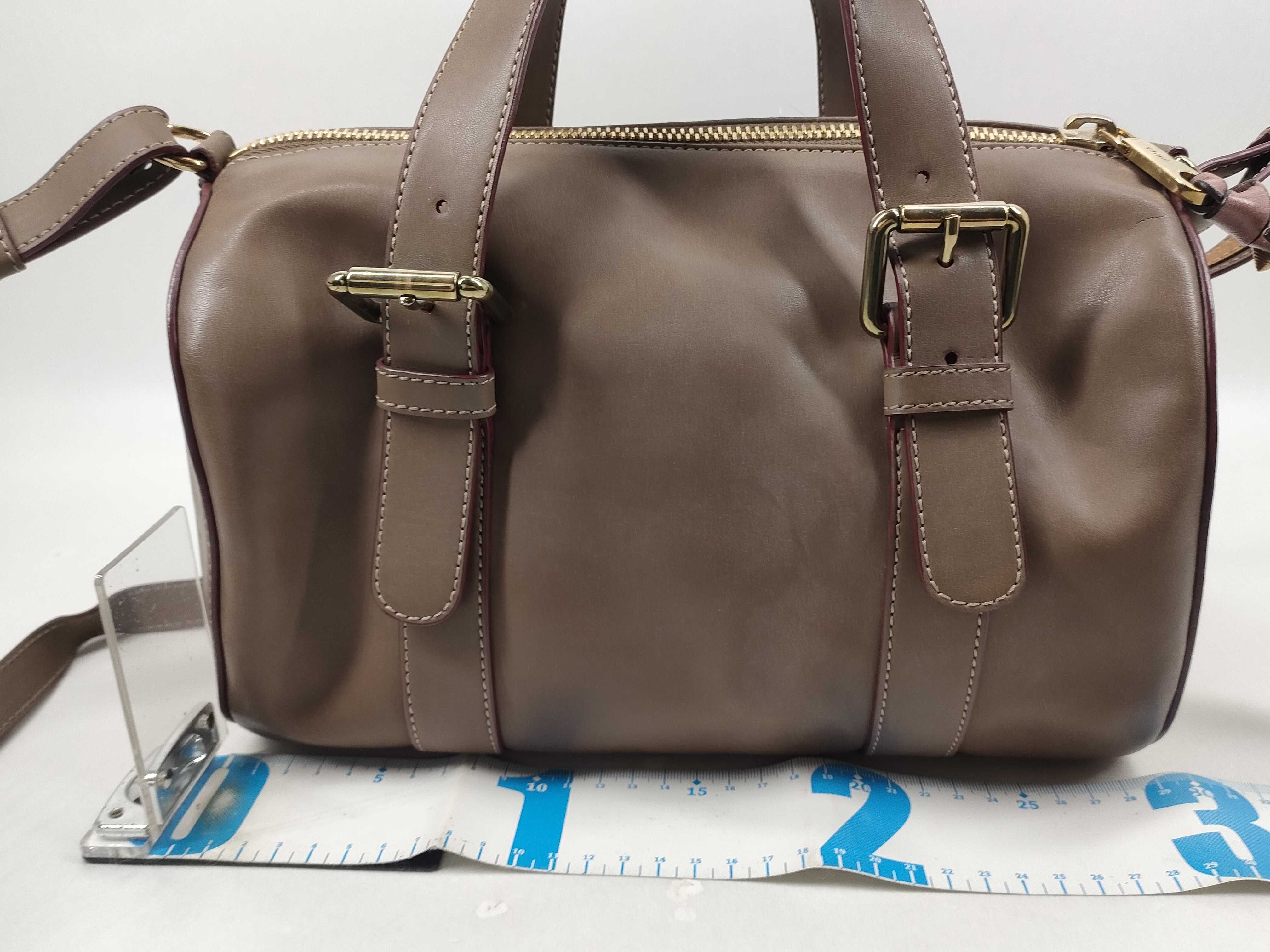Chloe Taupe Calfskin Leather Bowling Bag with Accessory Pouch