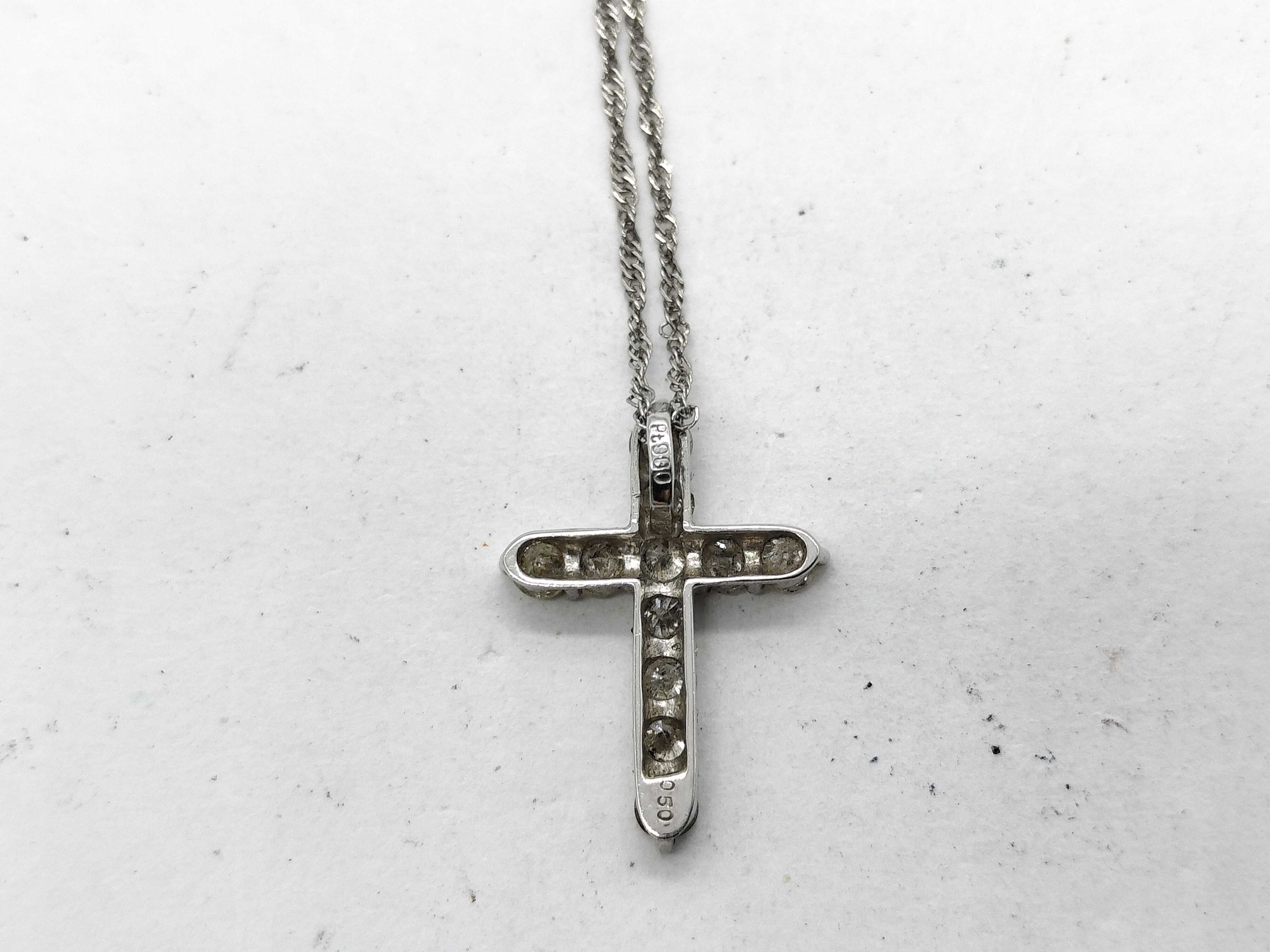Platinum and 0.50ctw Natural Diamond Cross Pendant Necklace