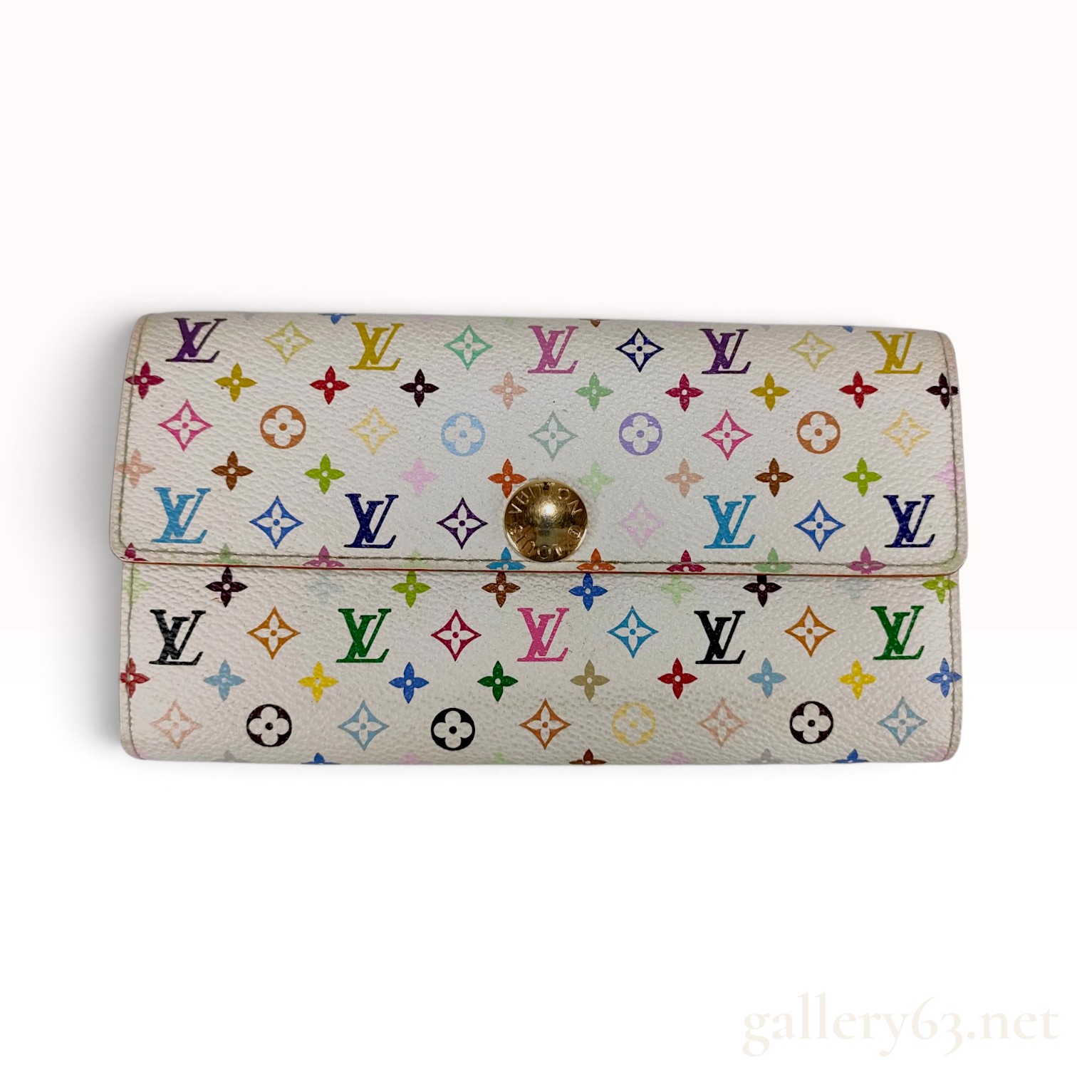 Louis Vuitton Monogram Multicolore Sarah White Coated Canvas Wallet