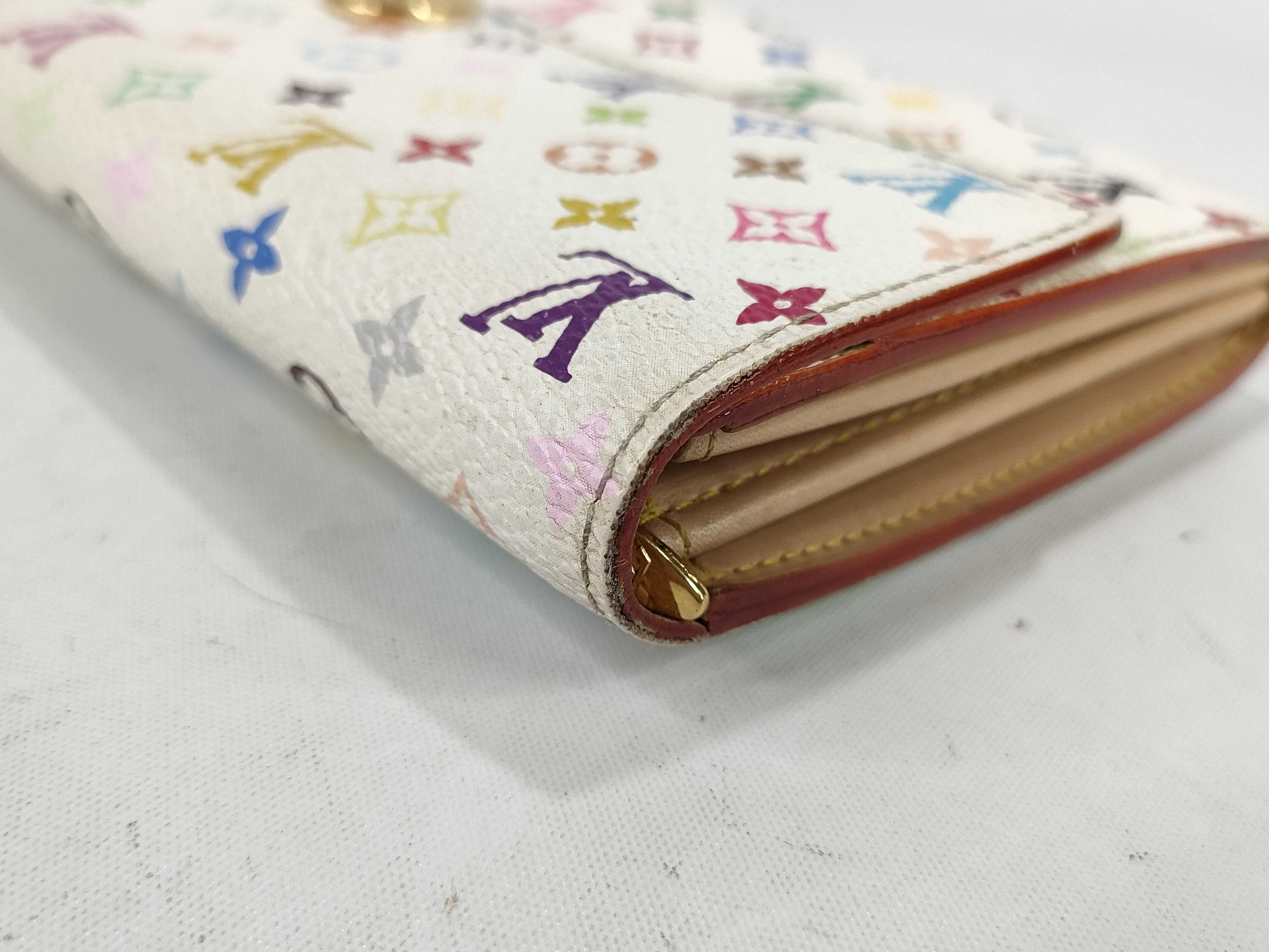 Louis Vuitton Monogram Multicolore Sarah White Coated Canvas Wallet