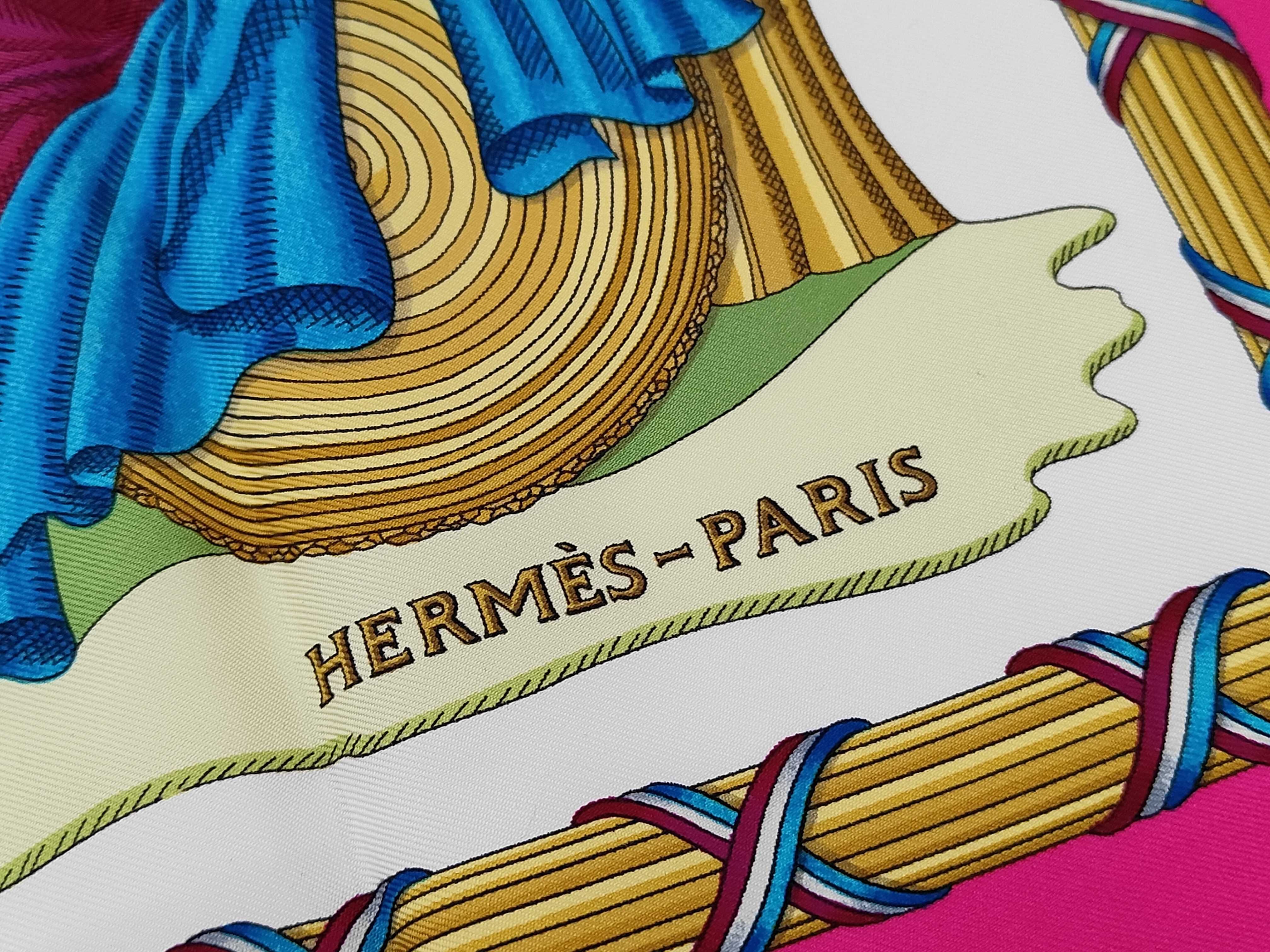 Vintage Hermes Republique Francaise Liberte Egalite Fraternite Pink Silk Carre 90