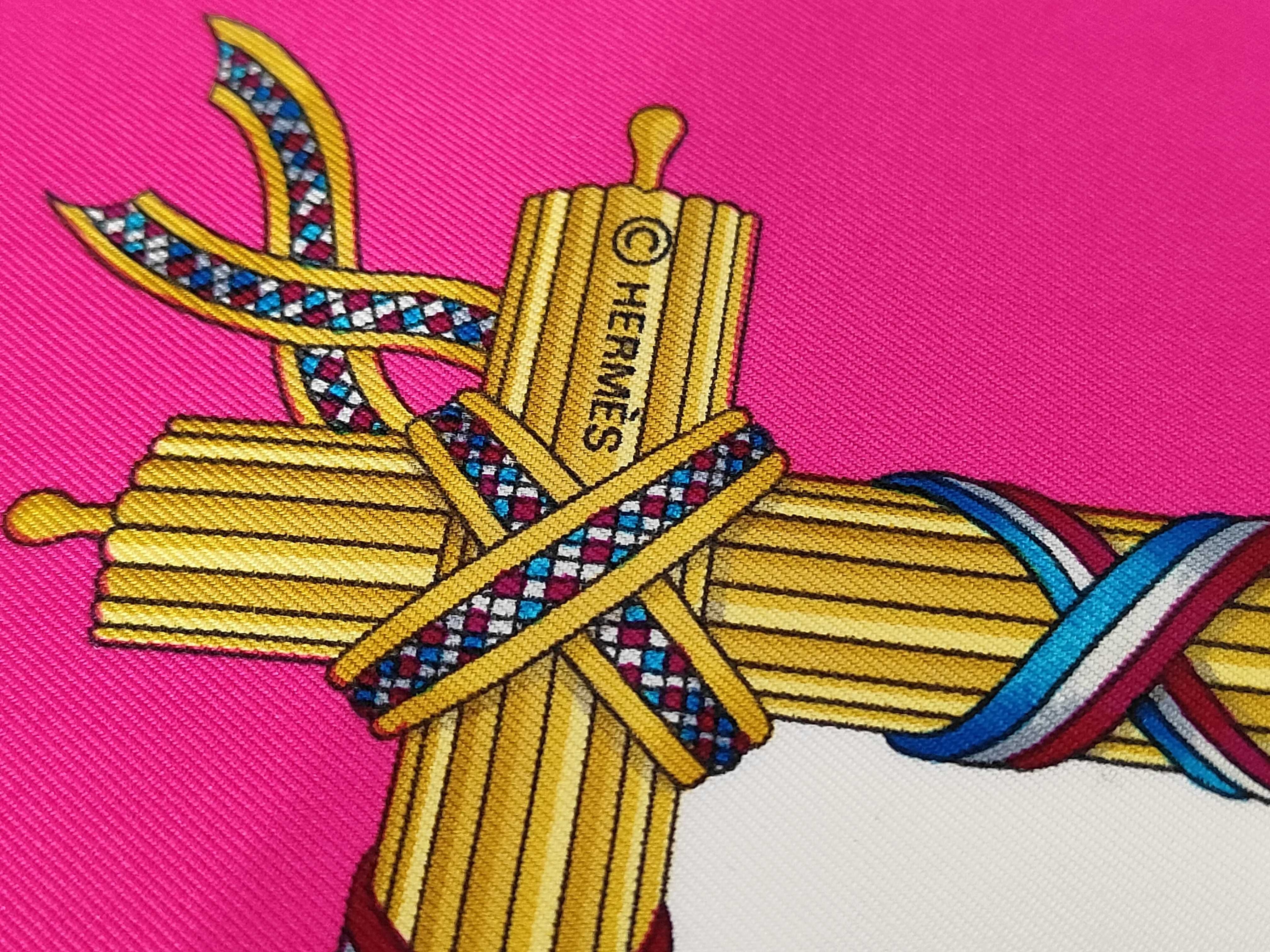 Vintage Hermes Republique Francaise Liberte Egalite Fraternite Pink Silk Carre 90
