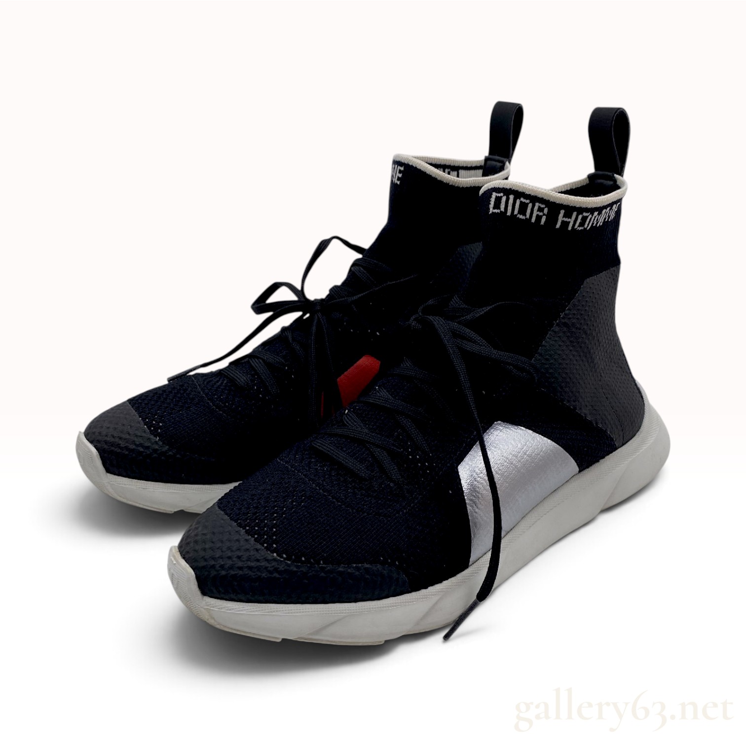 Dior Homme B21 Black and Silver Technical Knit High-Top Sneakers
