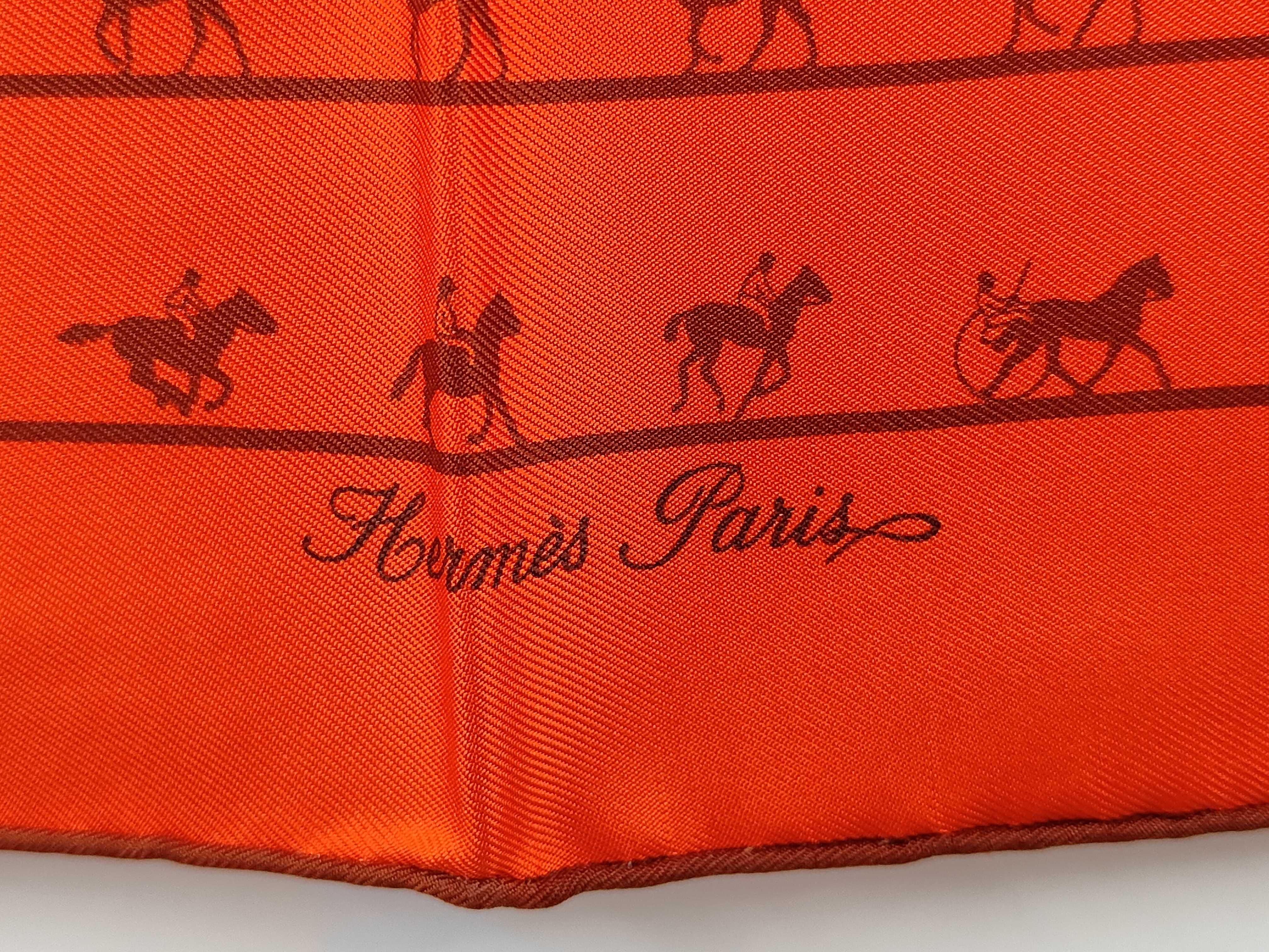Vintage Hermes Les Allures Orange Silk Carre 45 with Box