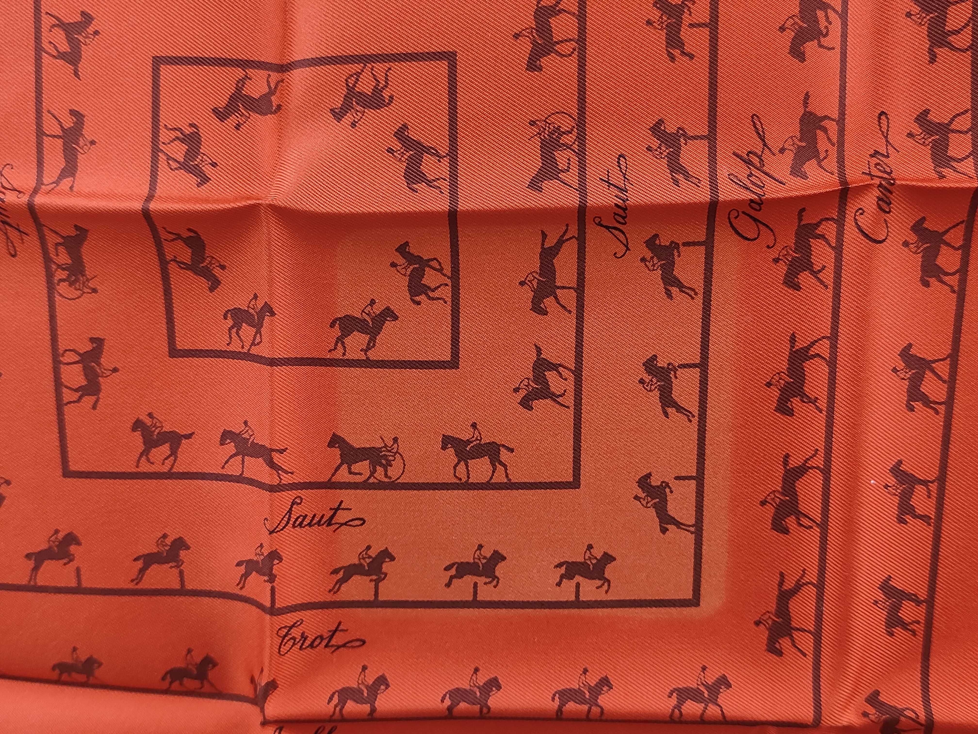 Vintage Hermes Les Allures Orange Silk Carre 45 with Box
