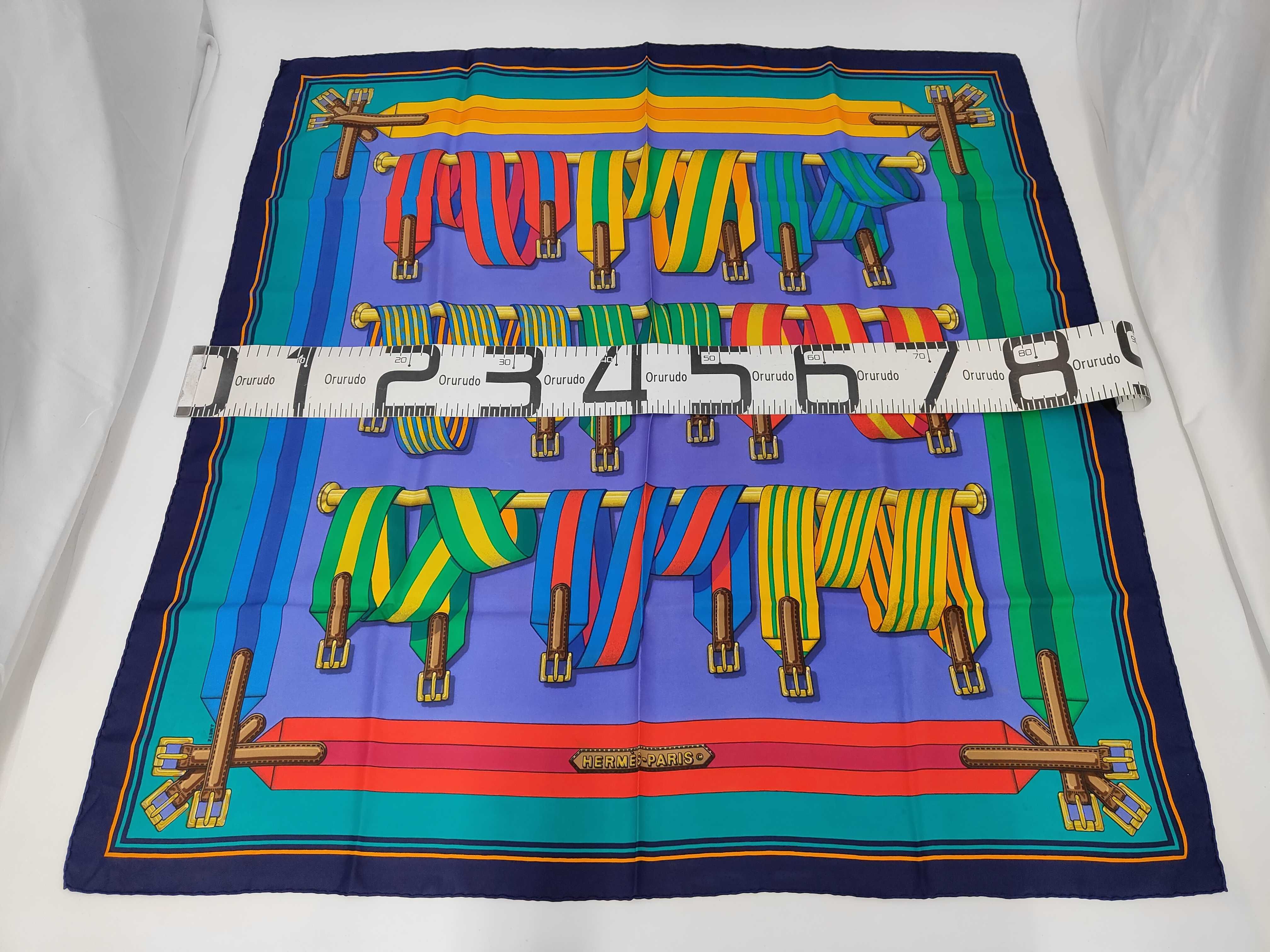 Vintage Hermes Les Sangles Silk Carre 90