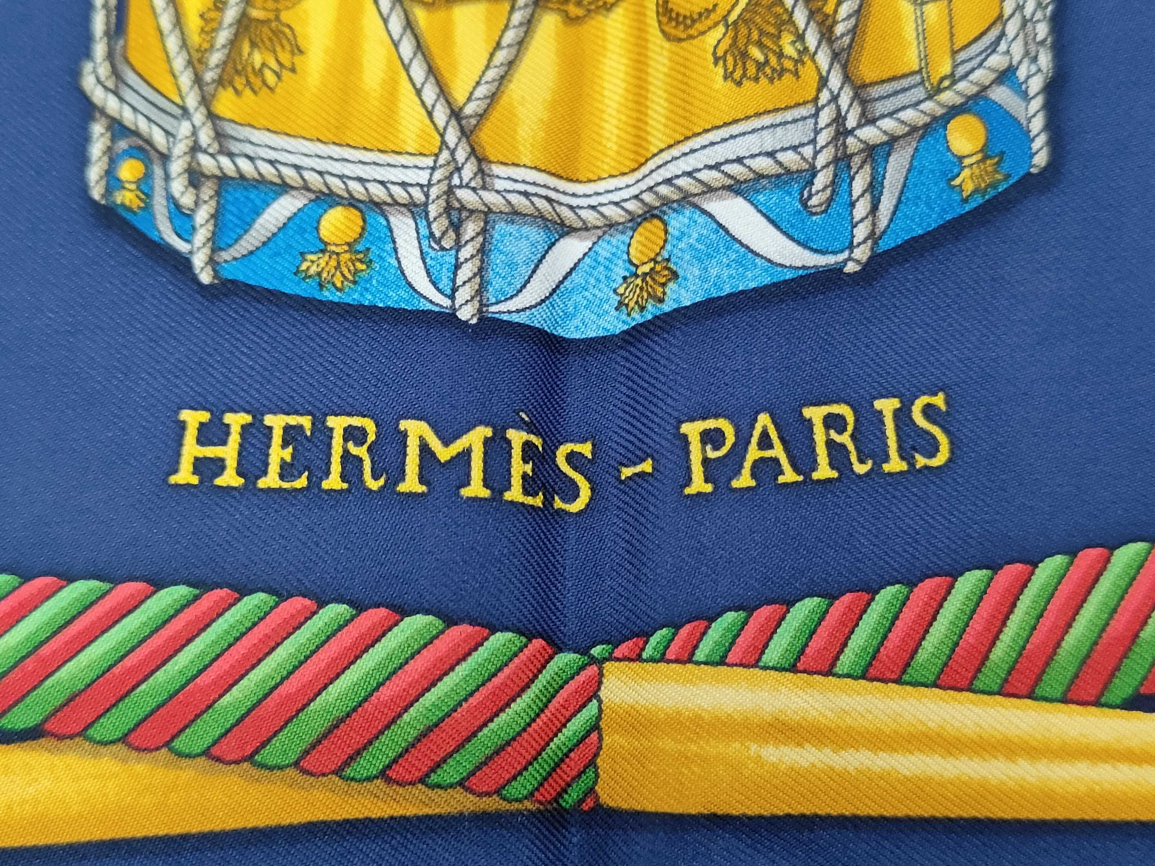 Vintage Hermes Les Tambours Silk Carre 90